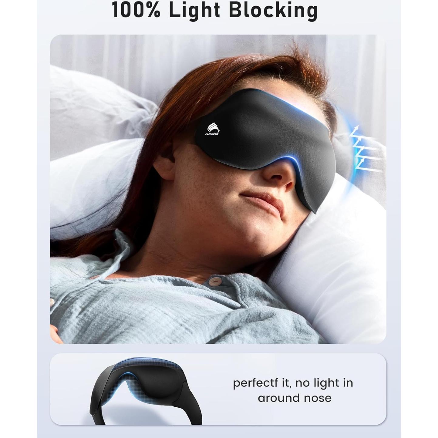 Mascarilla para Ojos FACEMOON 3D Ajustable Lavable Negro