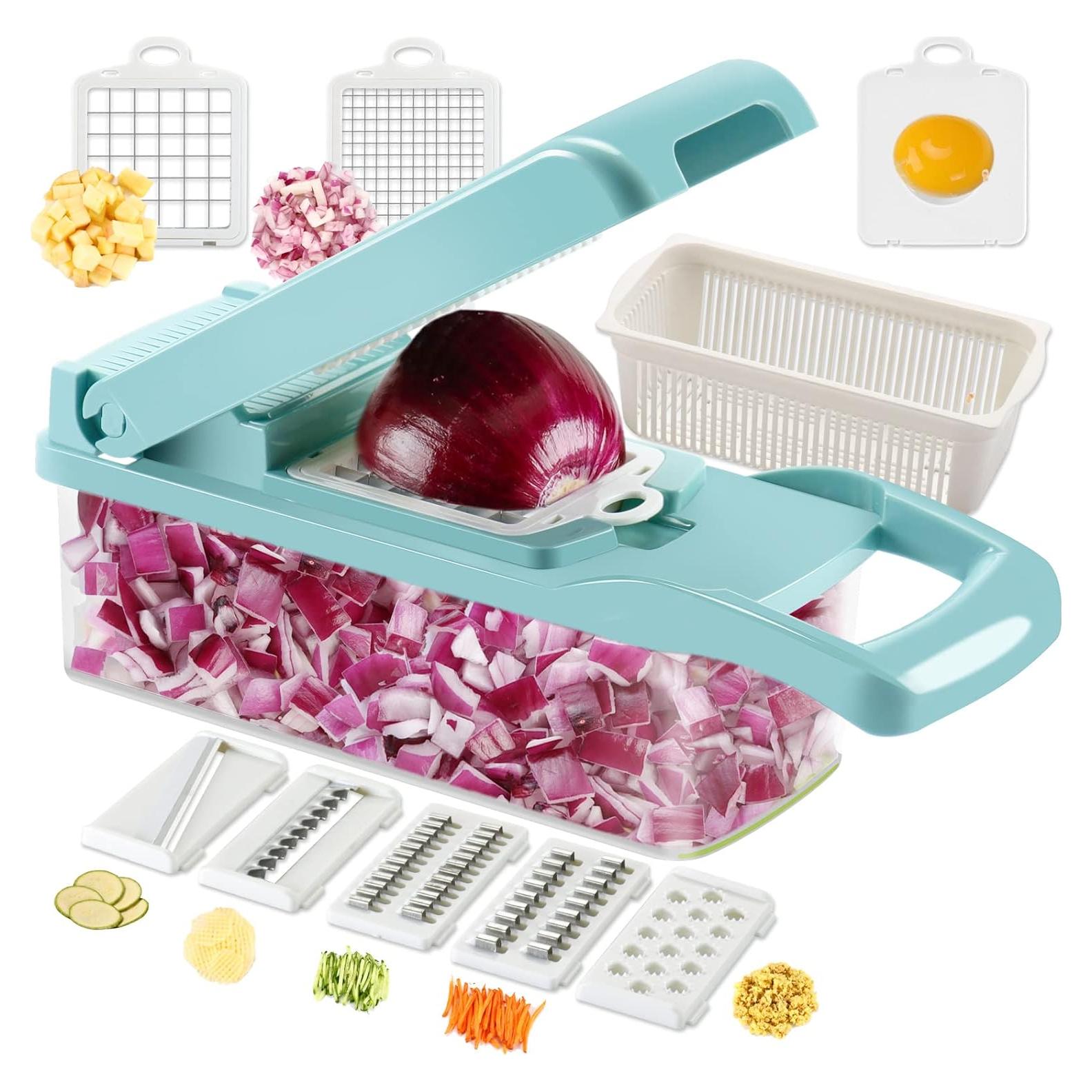 Cortador de Verduras Ourokhome 12 en 1 Multifuncional Azul