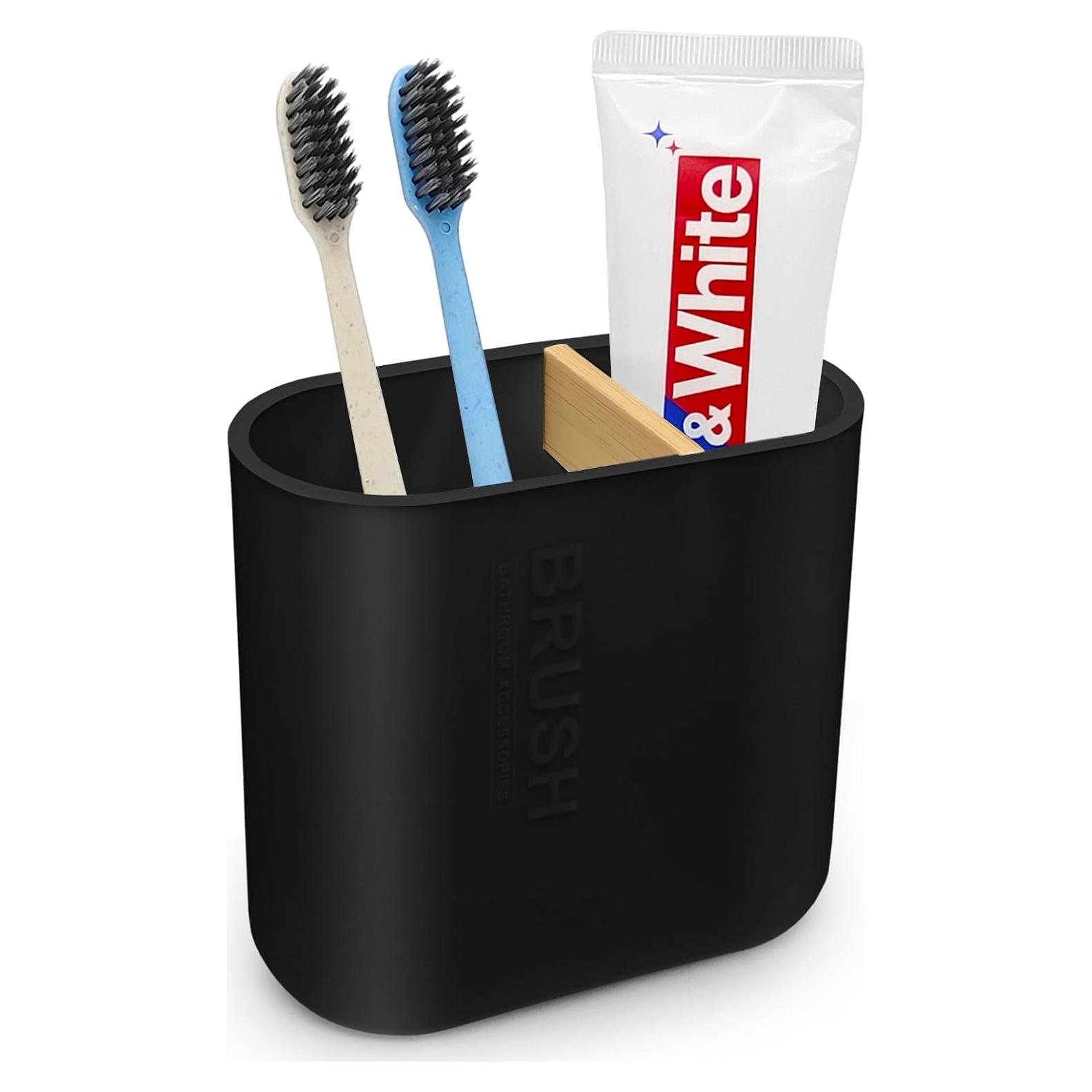 Soporte para Cepillos de Dientes Cerpourt Negro 2 Compartimentos