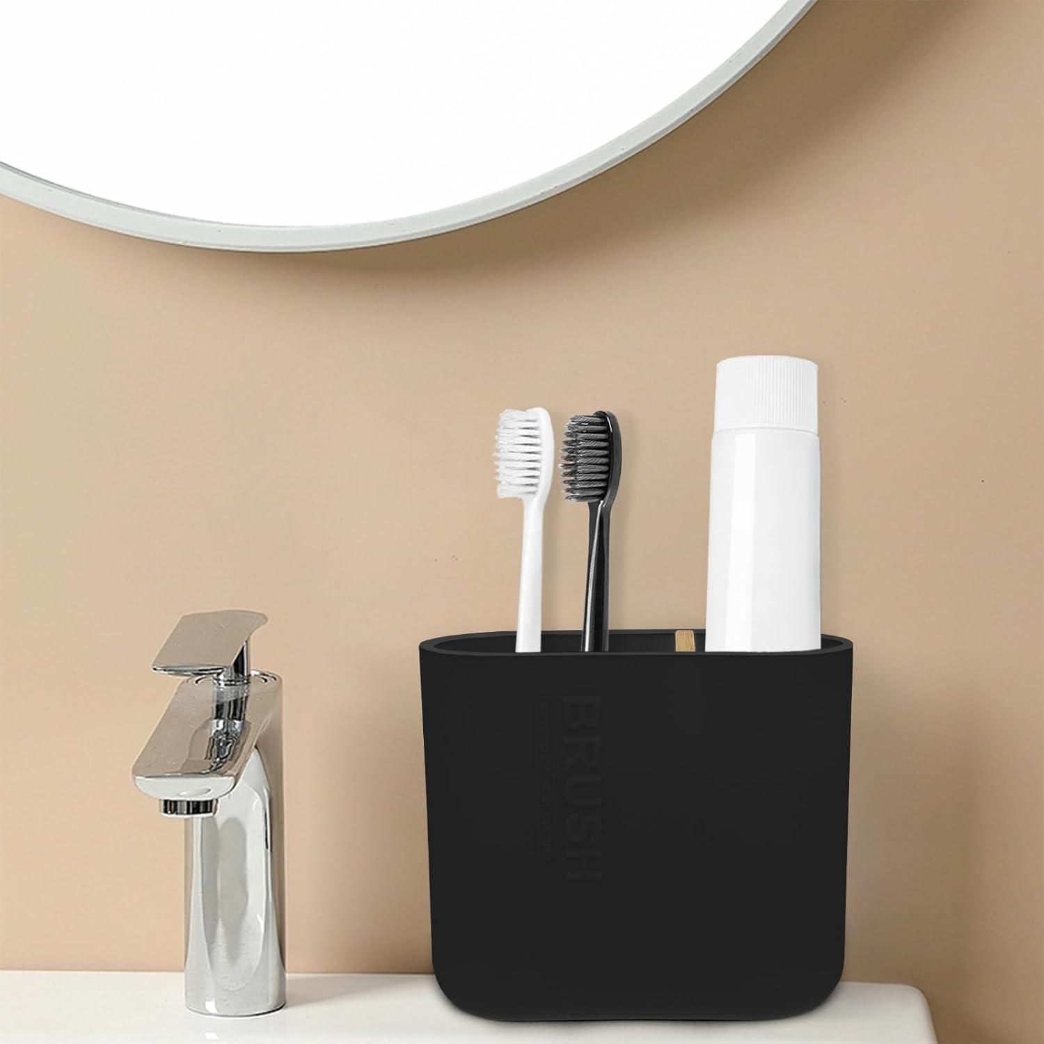 Soporte para Cepillos de Dientes Cerpourt Negro 2 Compartimentos