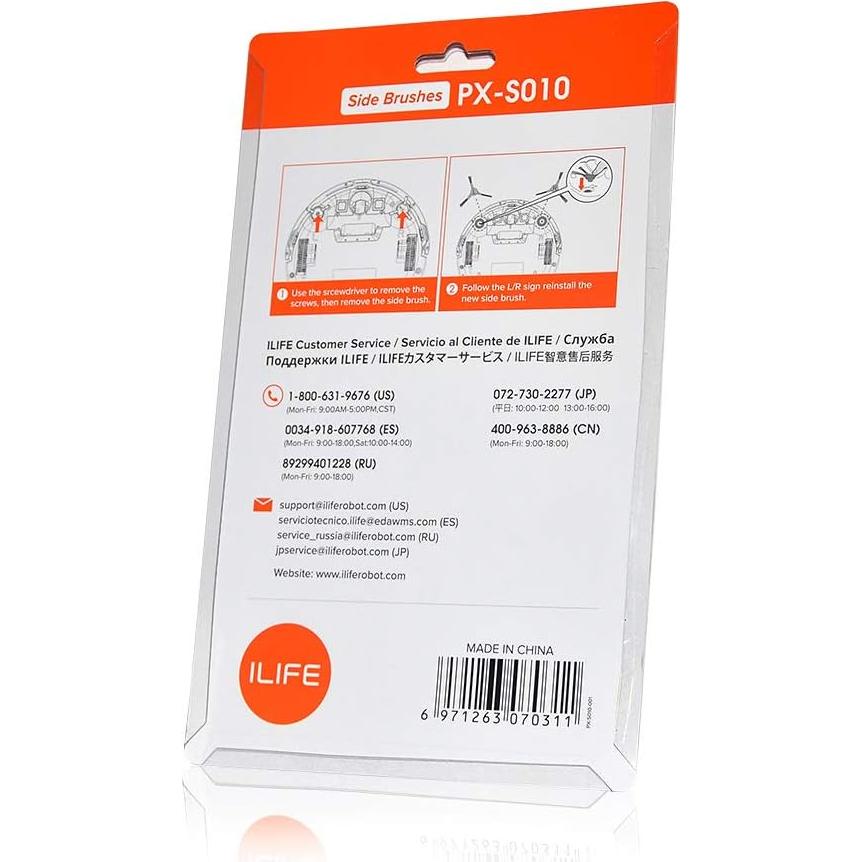 ILIFE Replacement Side Brushes for A30 Pro/A12 Pro/V5s plus/V2/V9 Pro/V3s Pro Robot Vacuum, 4 Pack Included, PX-S010