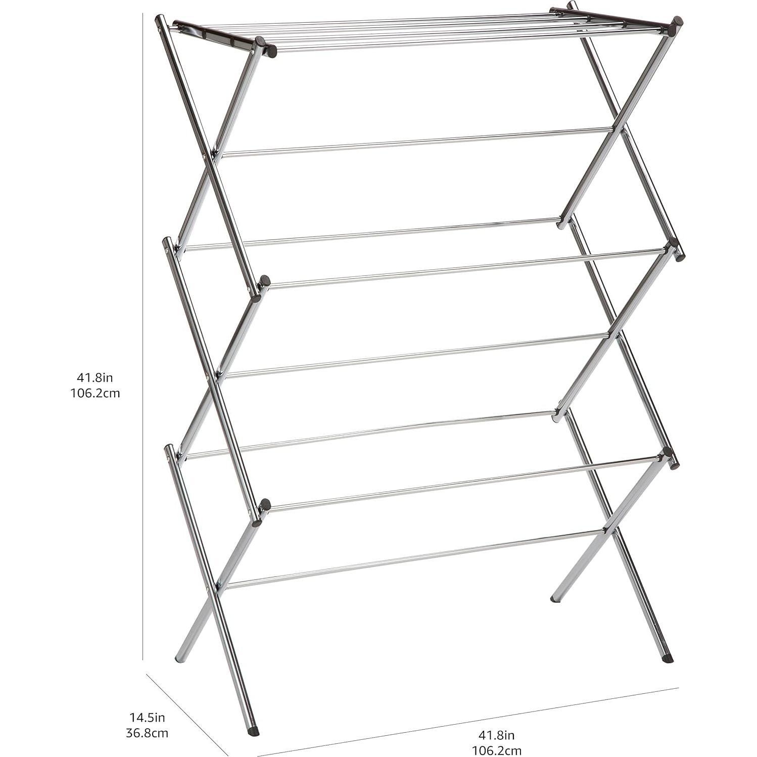 Estante Plegable para Secar Ropa Amazon Basics 106.2 cm Cromo