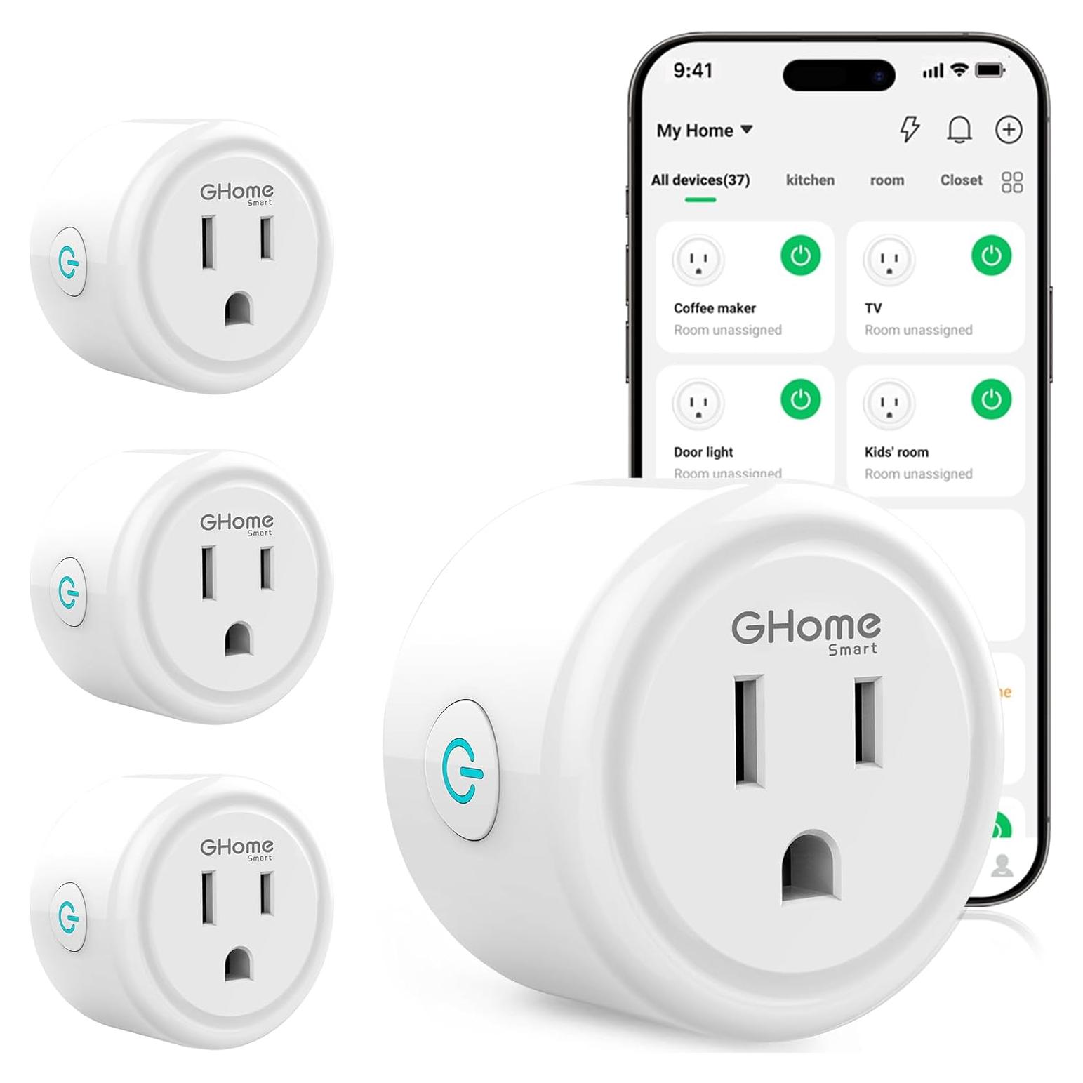 Enchufe Inteligente GHome WiFi Control Remoto 4 Piezas