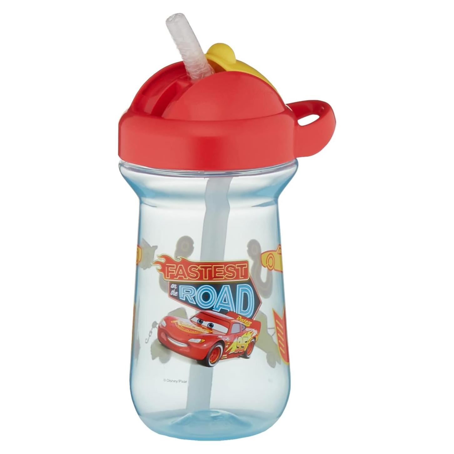 Vaso con Pajilla Disney Pixar Cars - 295 ml - Tapa Abatible