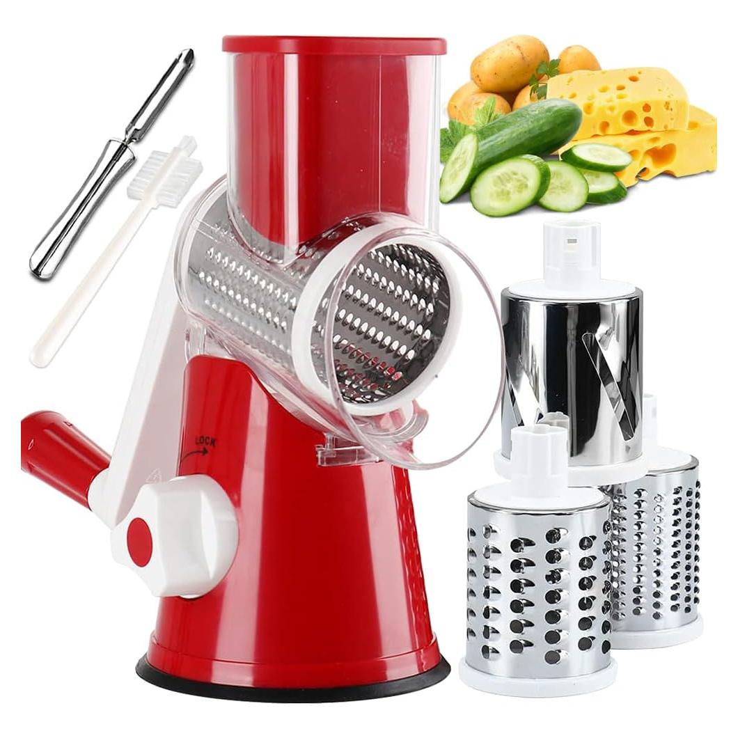 Rallador de Queso Rotativo KEOUKE 3 Cuchillas Intercambiables