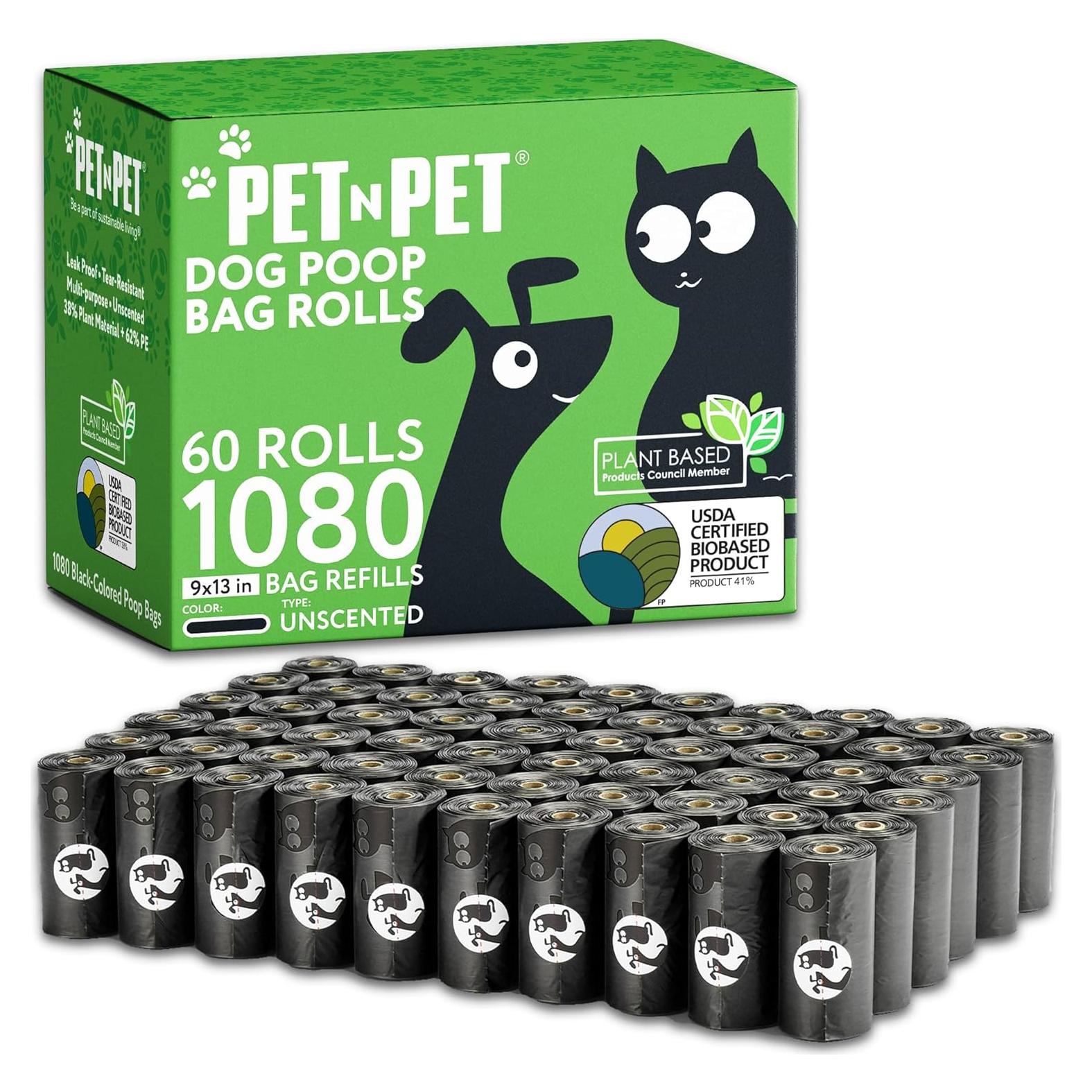 Bolsas de Excremento para Perros Pet N Pet 1080 Cuentas Negras