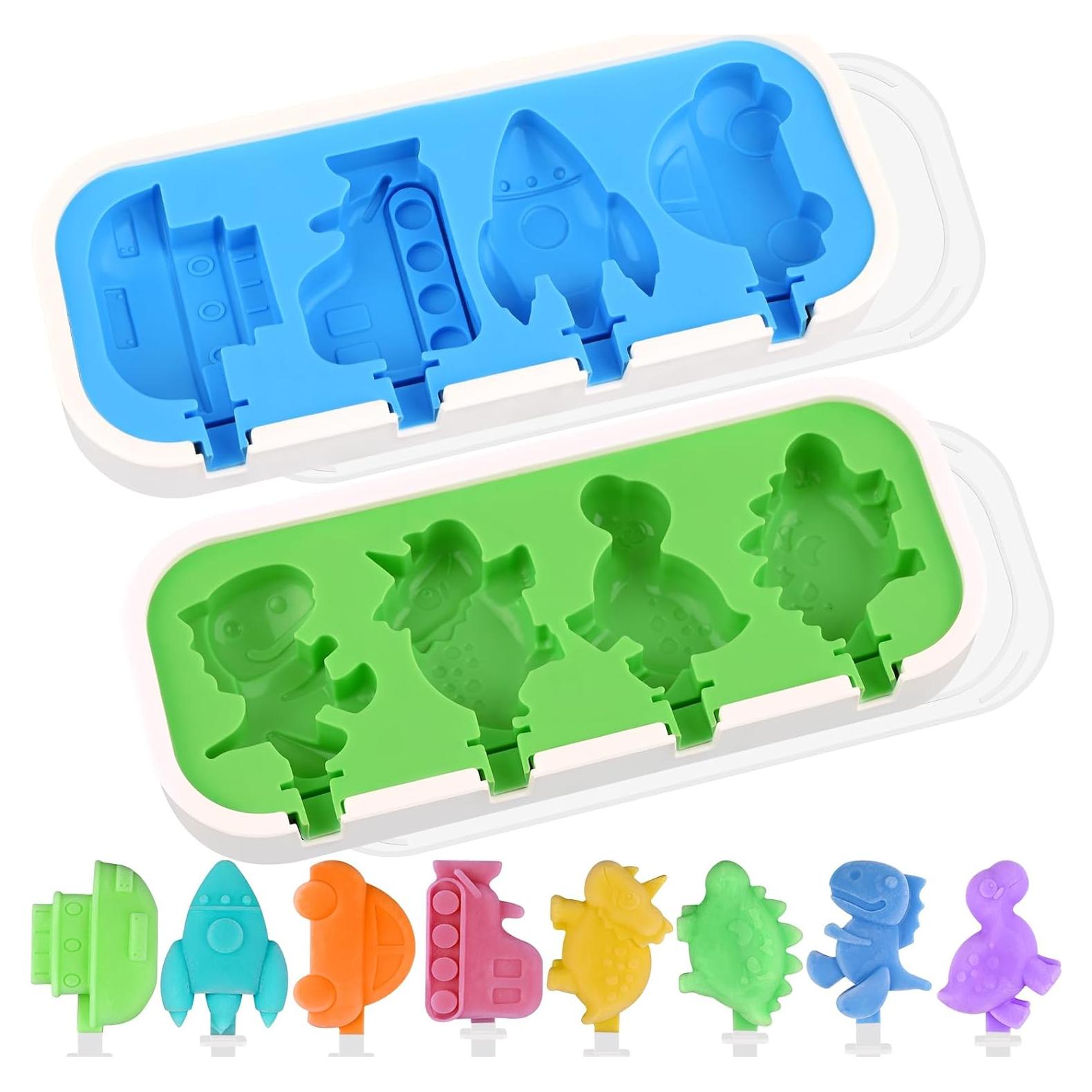 Moldes de Silicona para Paletas Sakolla 2 Pcs 4 Cavidades