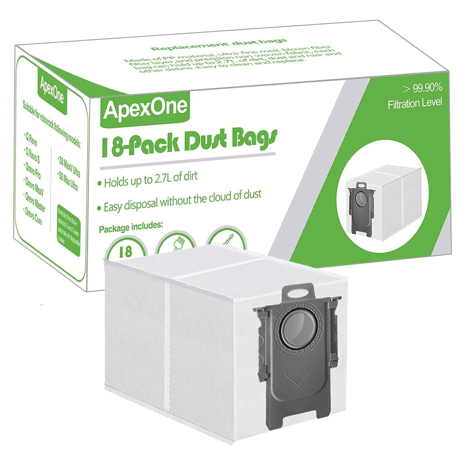18 Paquetes de Bolsas de Polvo ApexOne 2.7L para Roborock
