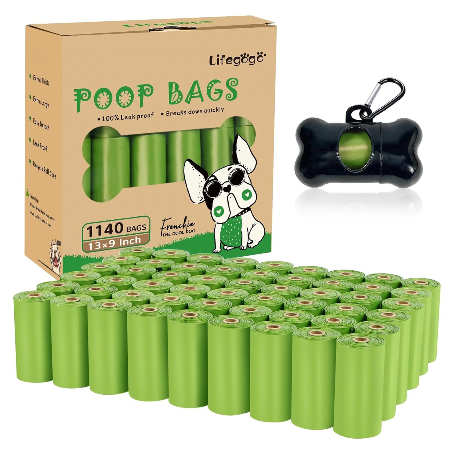 Bolsas de Excremento de Perro Lifegogo 1140 Piezas Verde