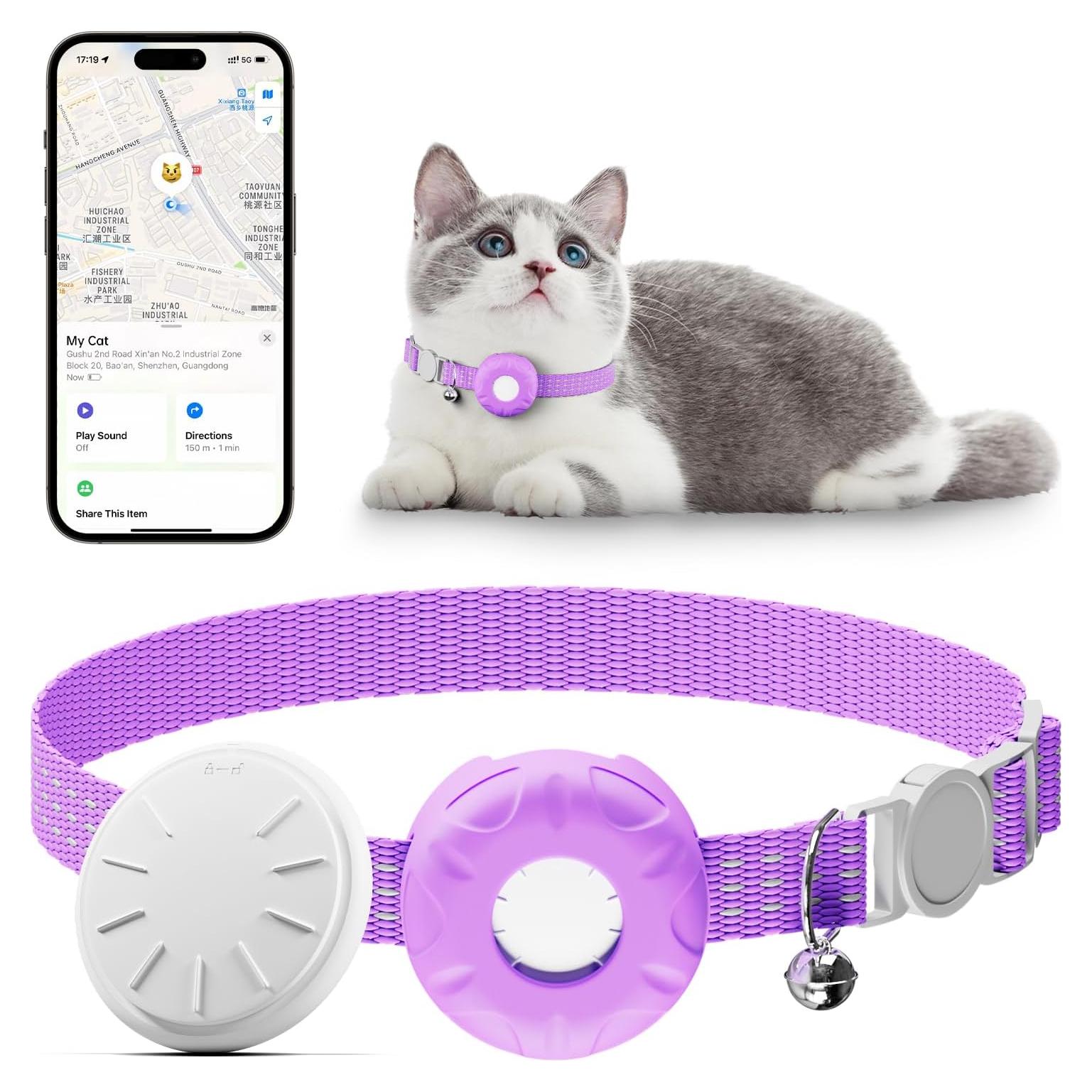 Rastreador GPS para Gatos HONGTOP Morado, Sin Cuota Mensual