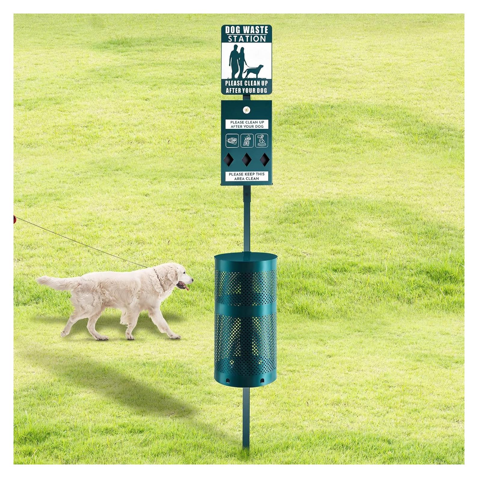 Estación de Desechos de Perro Qinyoung con Dispensador y Señal Reflectante