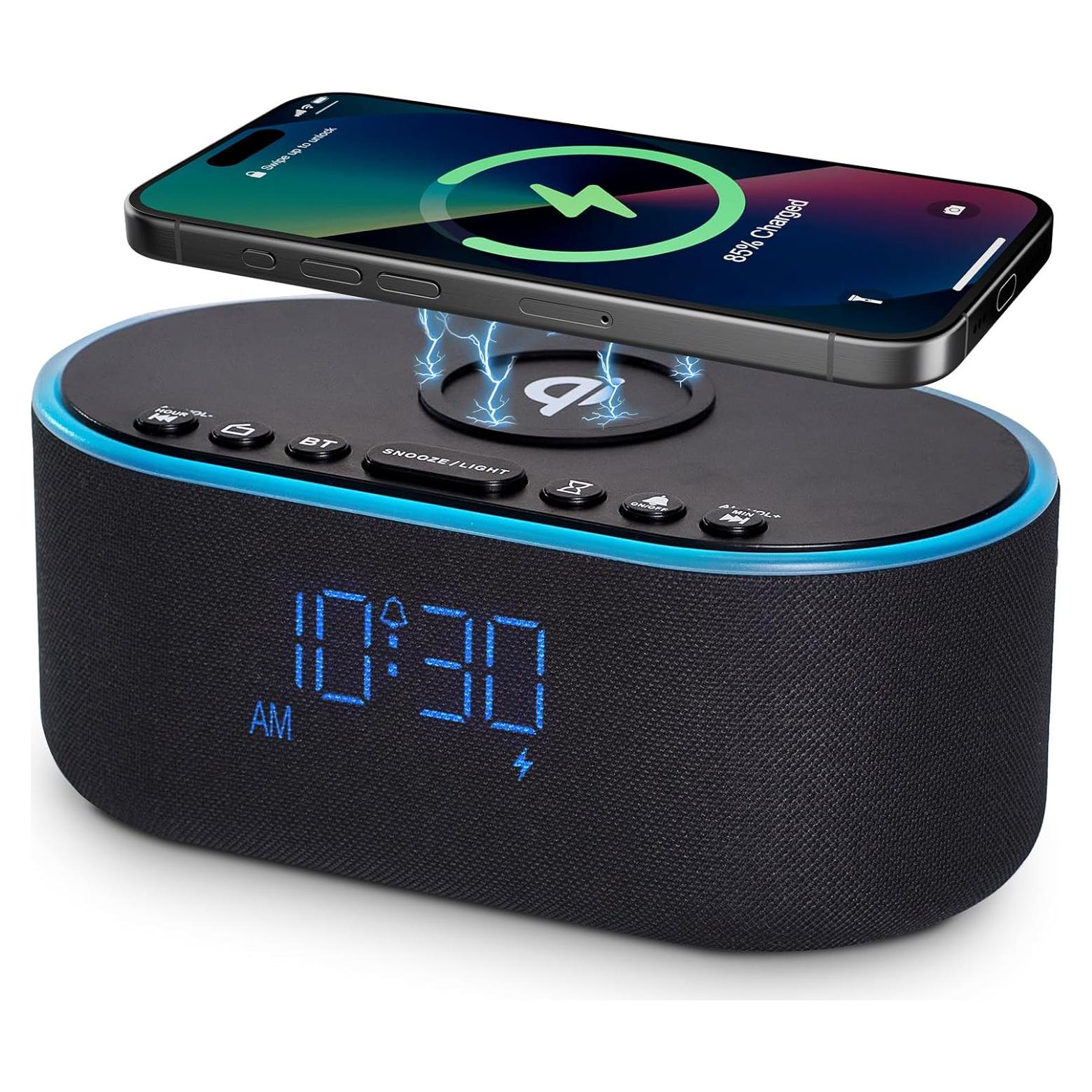 Reloj Despertador Inalámbrico Odokee con Carga Qi y Altavoz 10W