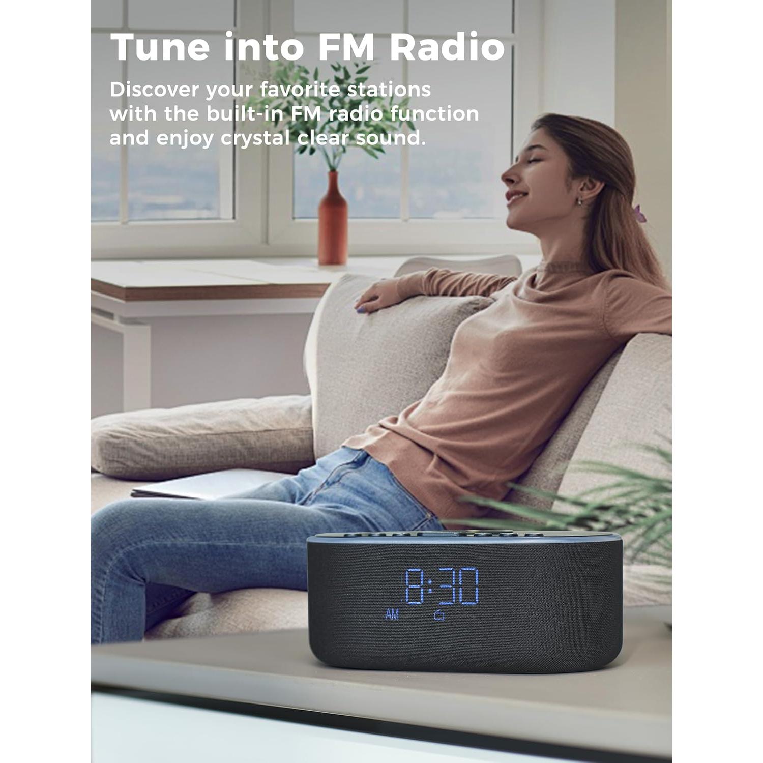 Reloj Despertador Inalámbrico Odokee con Carga Qi y Altavoz 10W