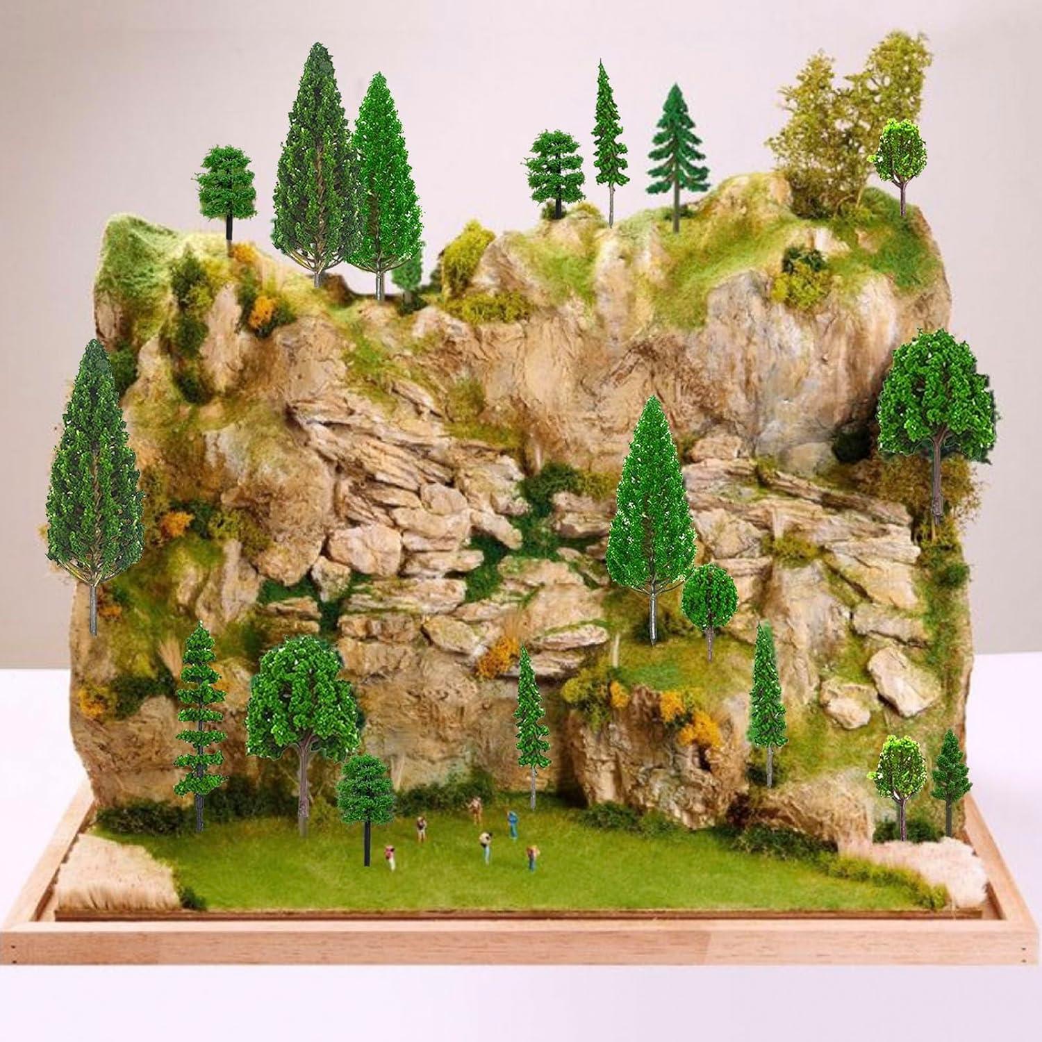 32 Árboles Modelo Mezclados SONICEBUY para Diorama Verde