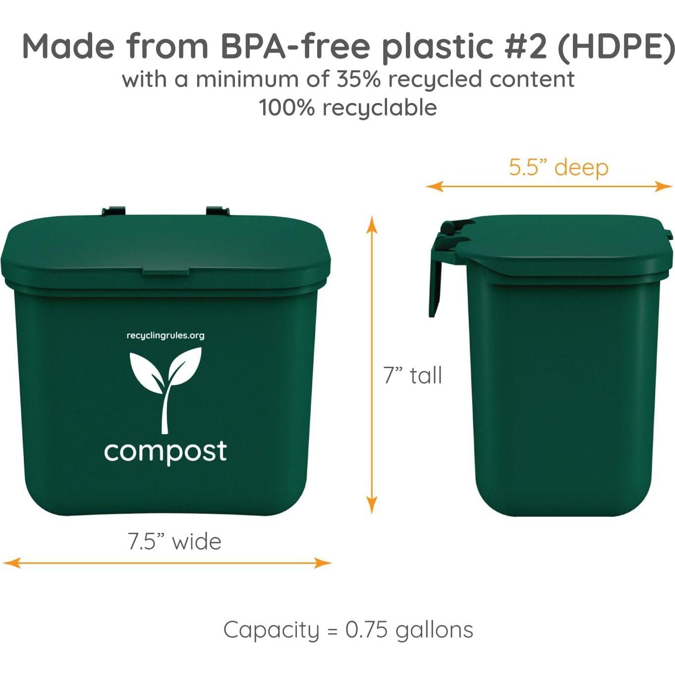 Contenedor de Compostaje Verde Recycling Rules 2.84L