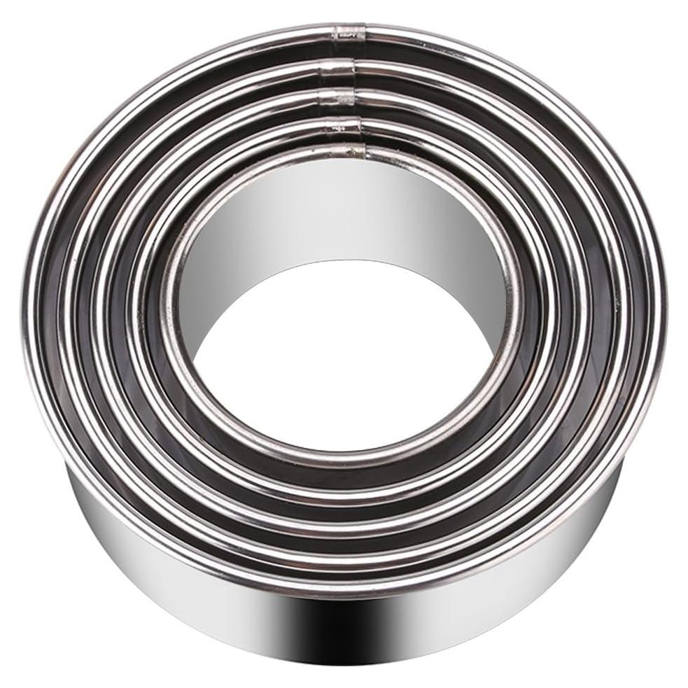 Juego de 5 Cortadores de Galletas Redondos KSPOWWIN Acero Inoxidable