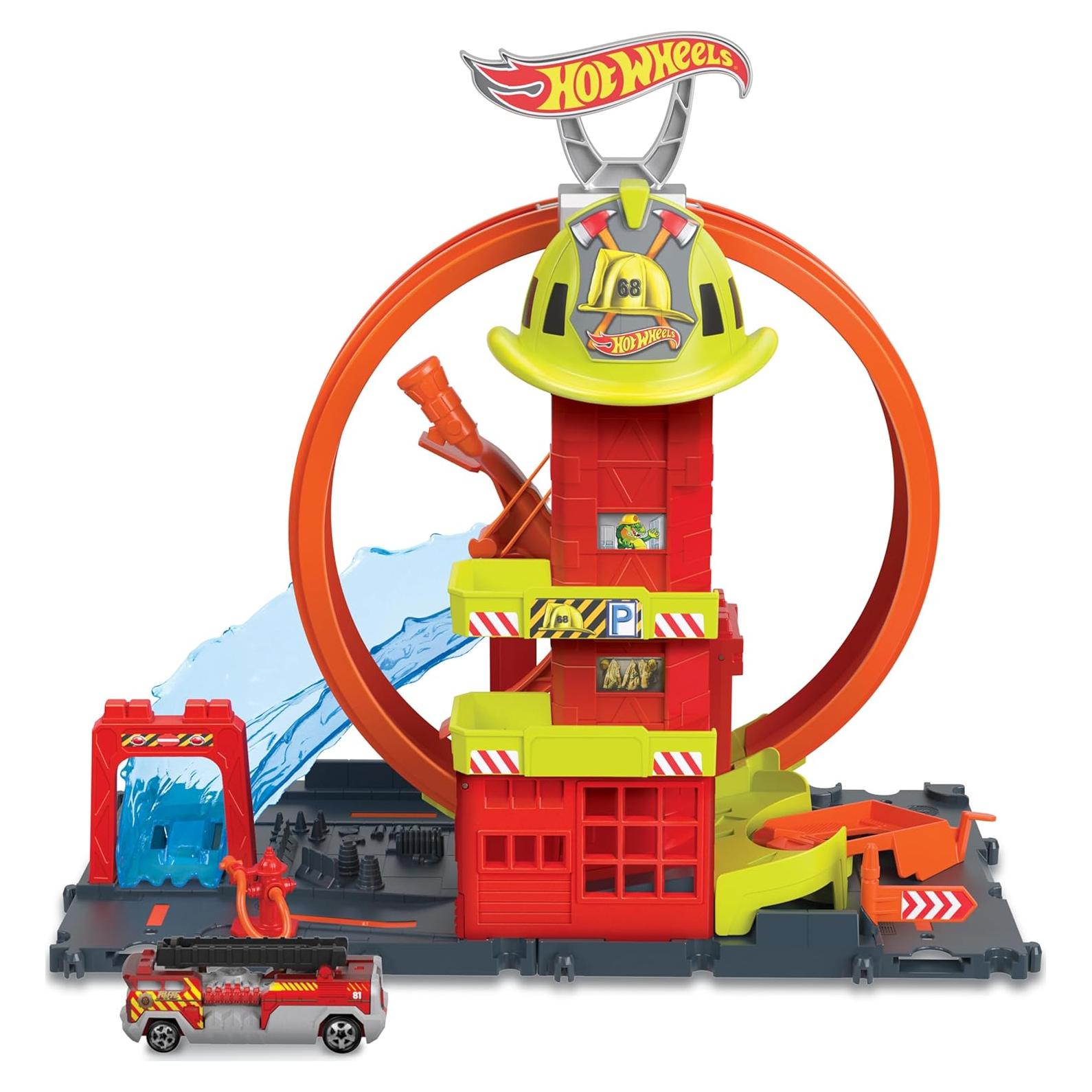 Juego de pista Hot Wheels City Estación Bomberos Super Loop