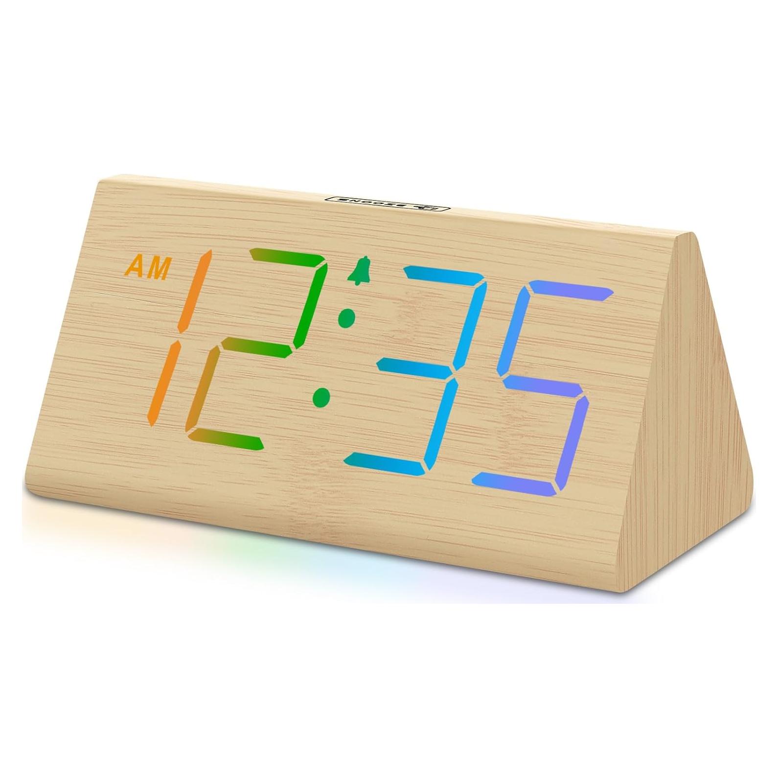 Reloj Despertador Digital DreamSky de Madera RGB con USB