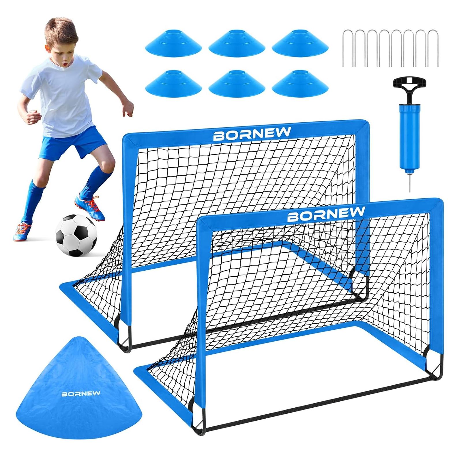 Portería de Fútbol Infantil BORNEW 4x3 m Plegable y Portátil