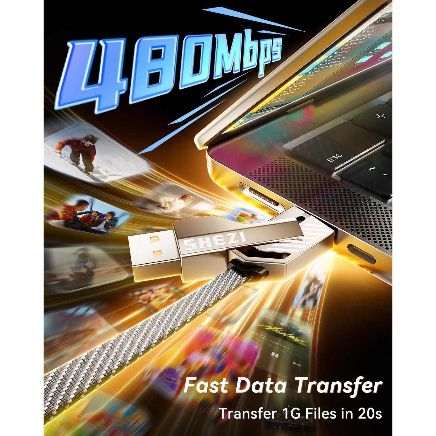 Cable Multi USB C SHEZI 4-en-1 100W Carga Rápida 1.52m