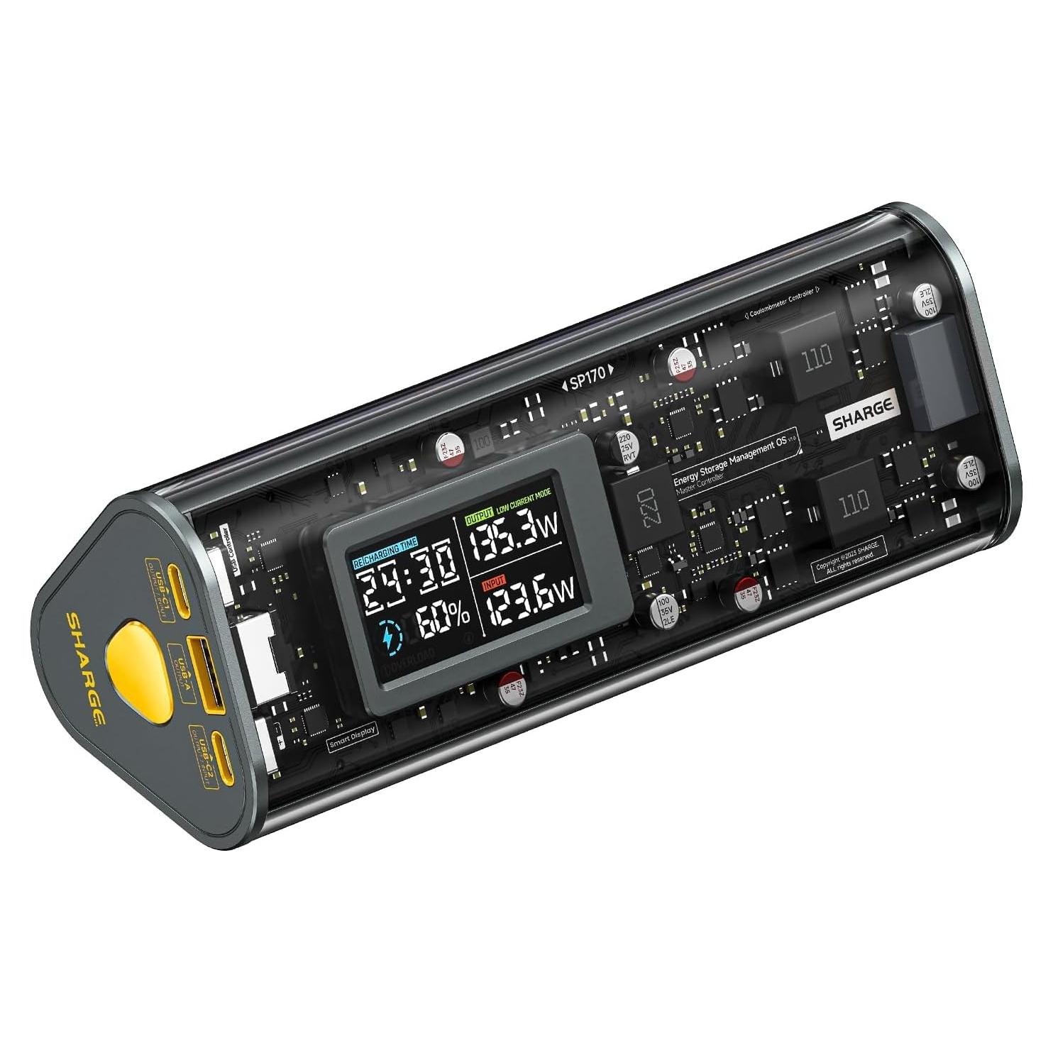 Batería Externa Shargeek 170, 24,000mAh 140W PD3.1 Gris