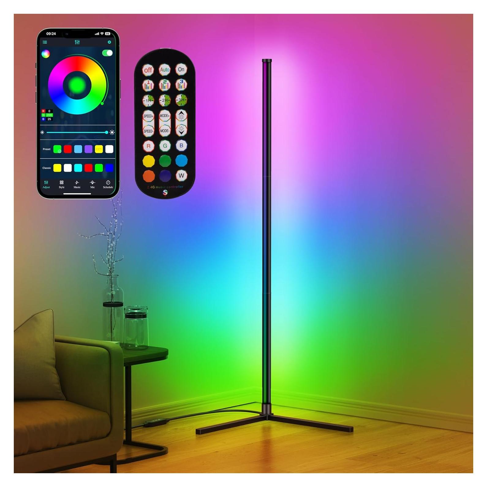 Lámpara de Esquina LED RIYO 124.9 cm RGB Control Remoto