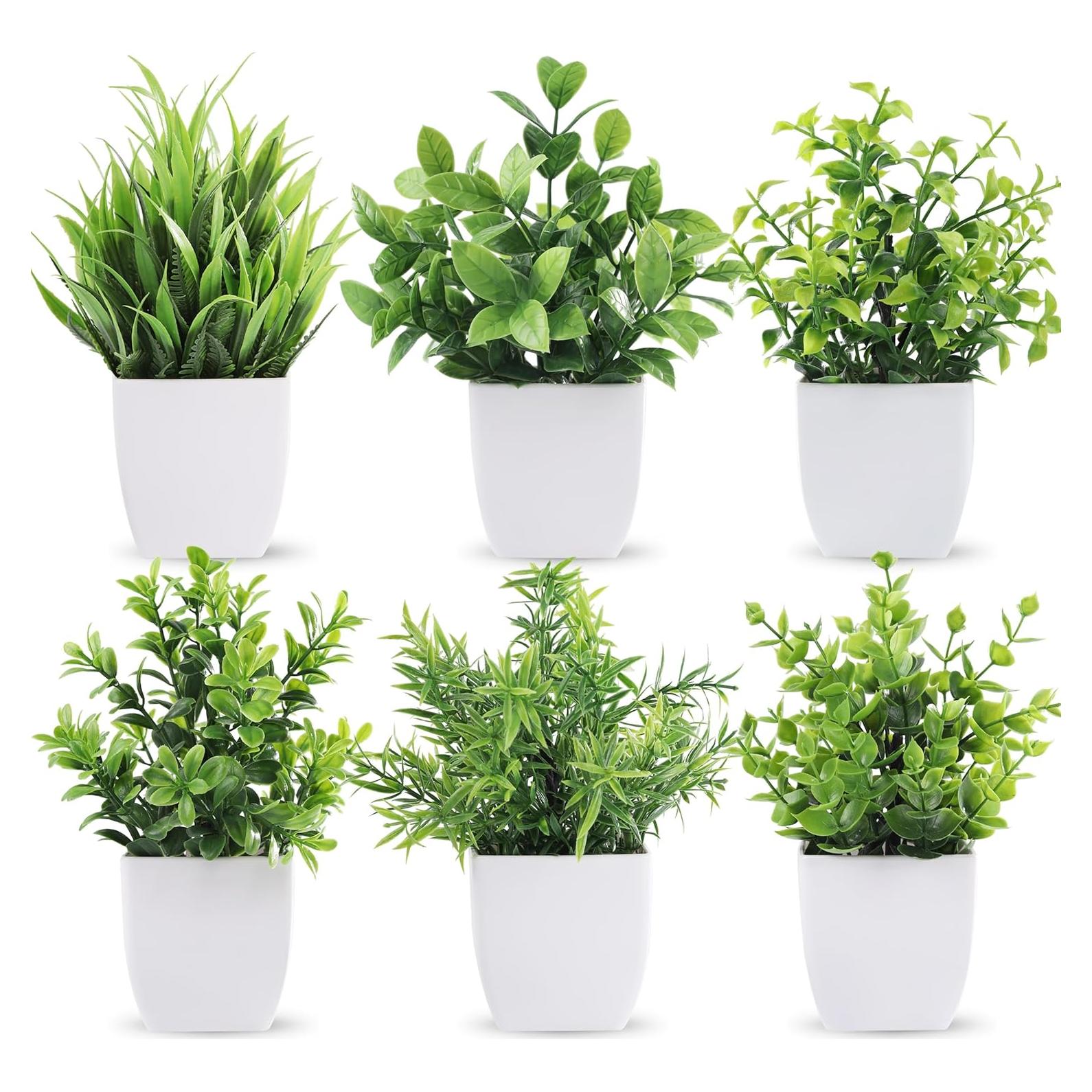 6 Plantas Artificiales en Macetas Der Rose - Eucalipto Verde