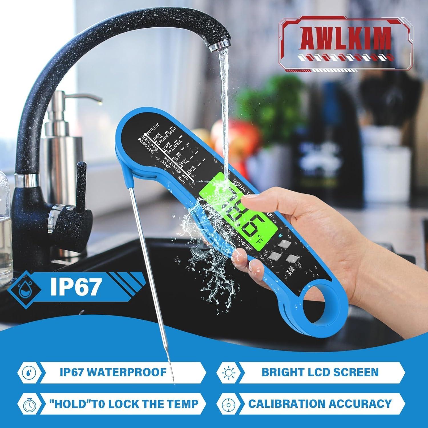 Termómetro Digital de Carne AWLKIM - Lectura Instantánea IP67 Azul