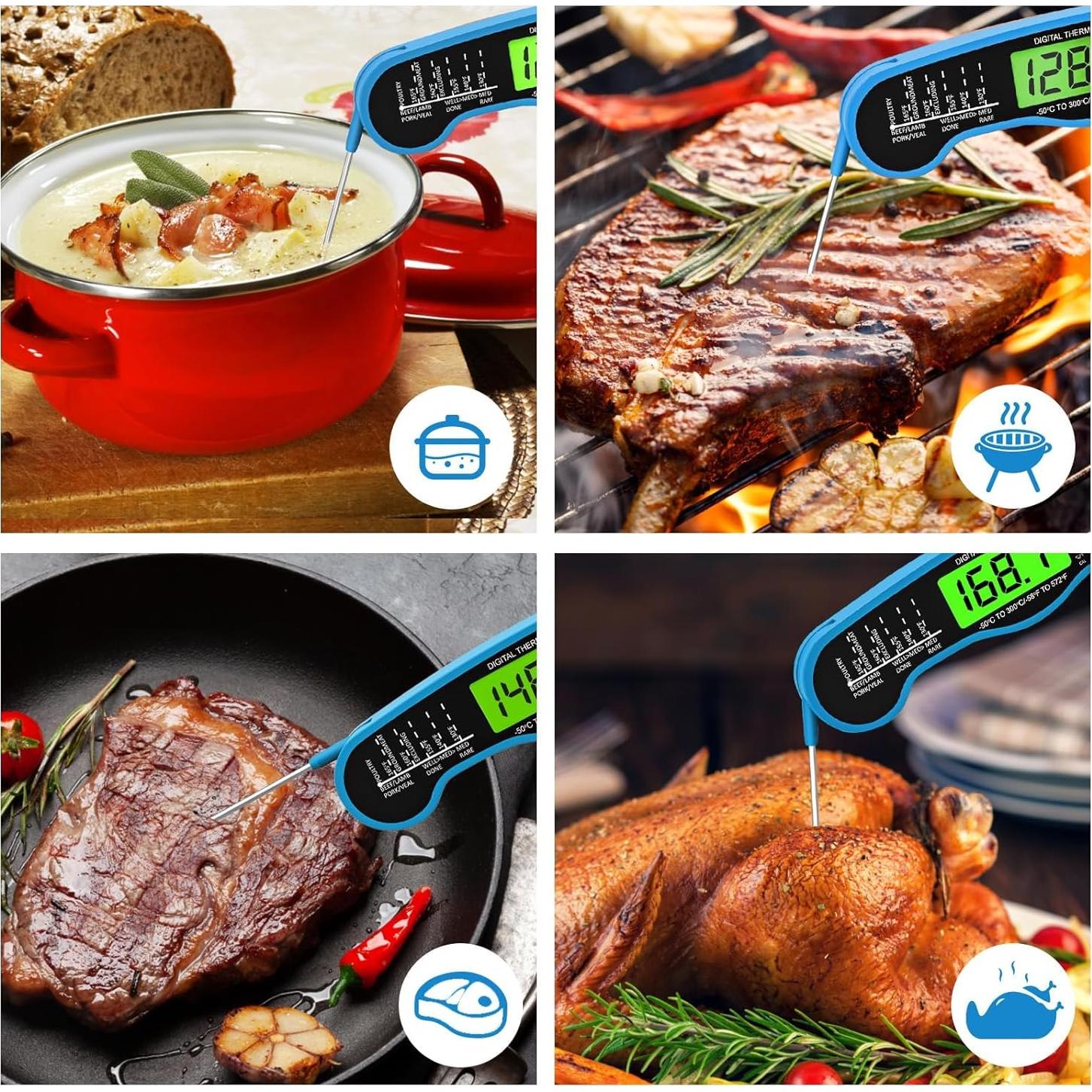 Termómetro Digital de Carne AWLKIM - Lectura Instantánea IP67 Azul