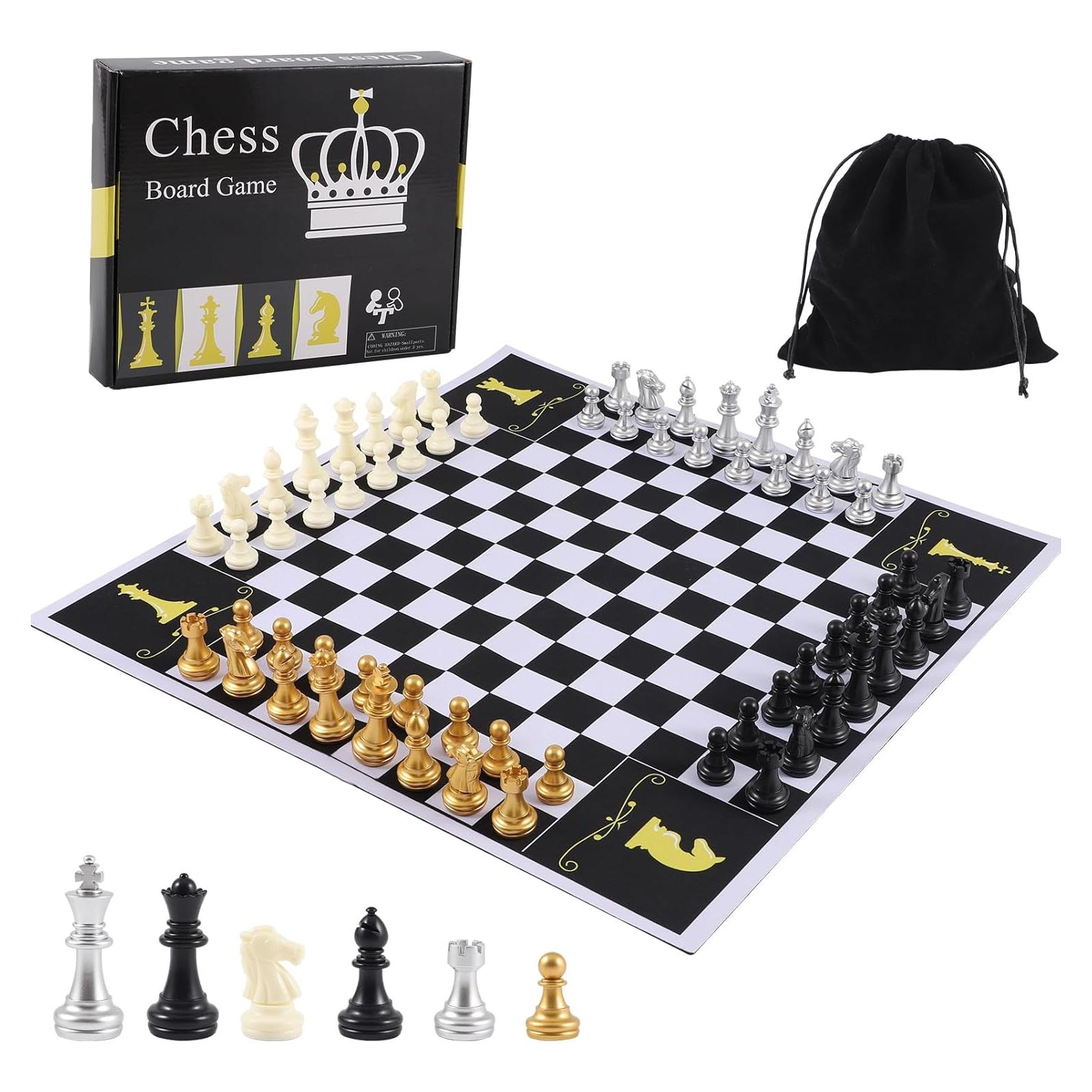 Juego de Ajedrez para 4 Jugadores Jyquorp Tablero Doble Cara