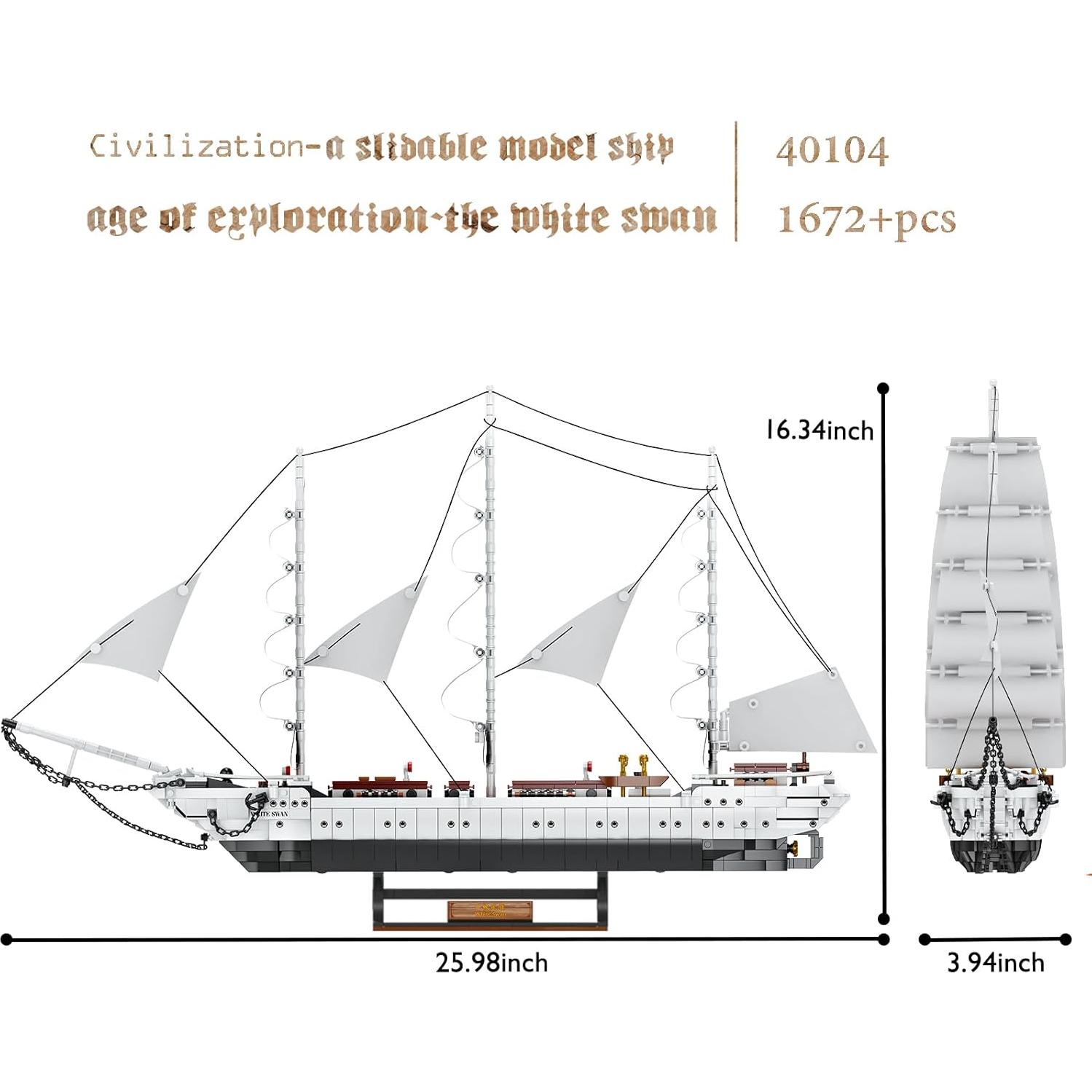 JMBricklayer Barco de Construcción 40104 - Velero Cisne 66cm