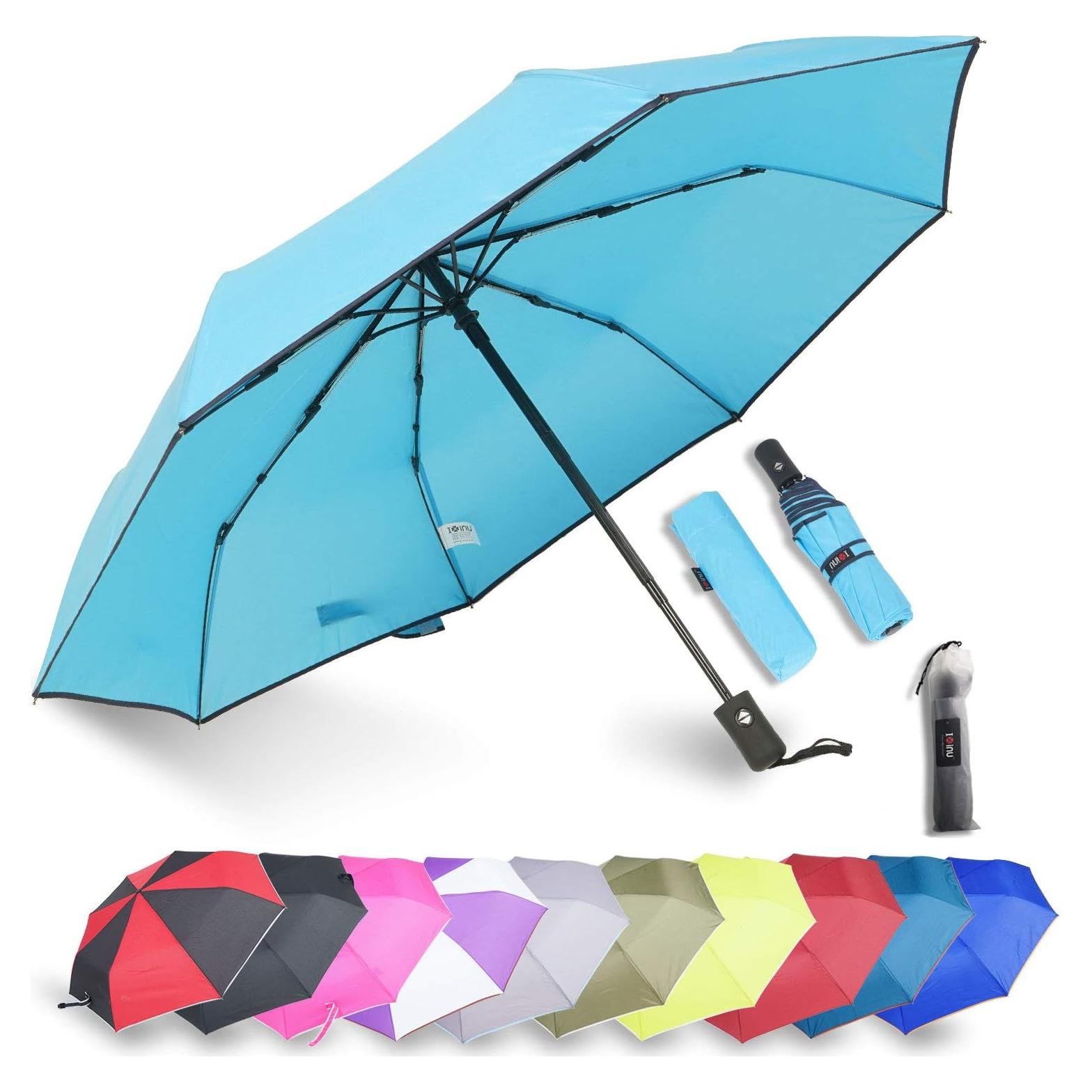 Paraguas automático IXINU compacto ligero para viajes (Azul cielo)