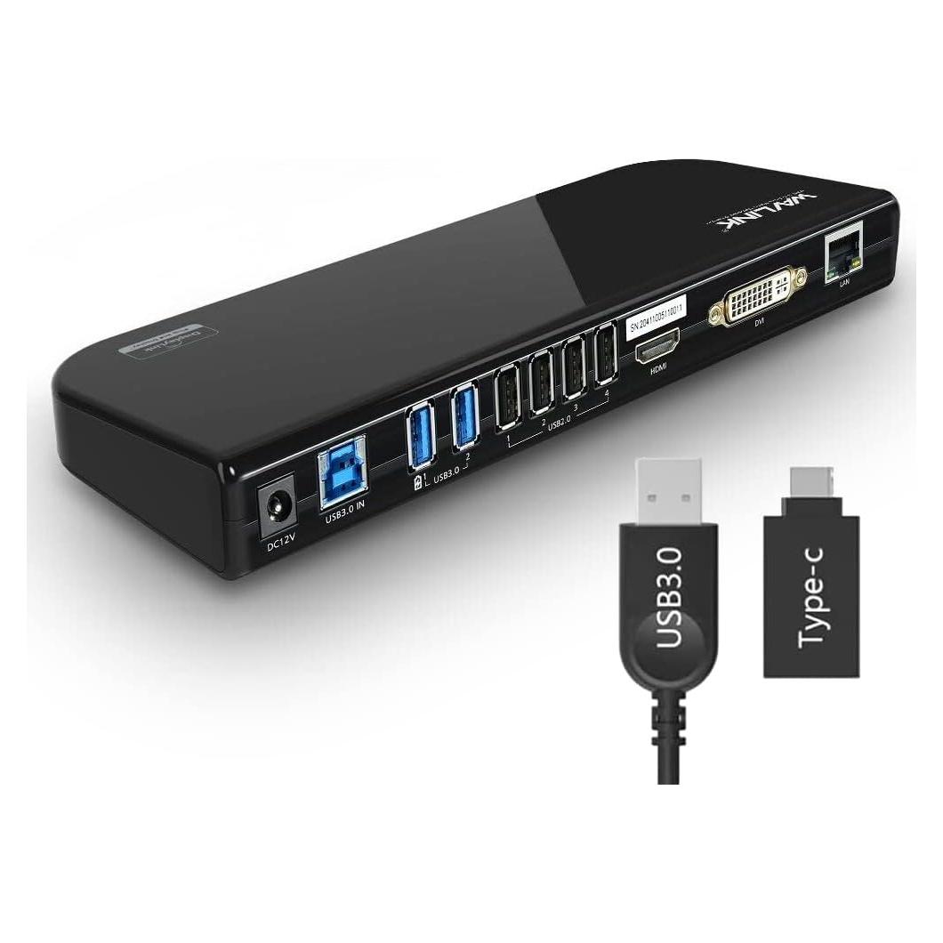 Estación de Acoplamiento USB WAVLINK Doble Monitor HDMI DVI