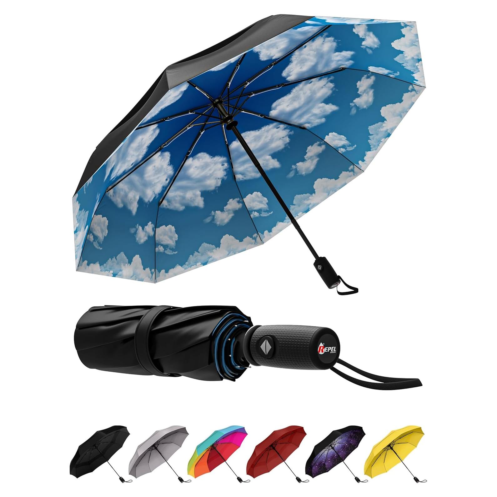 Paraguas Compacto Automático Upper Echelon Azul Cielo