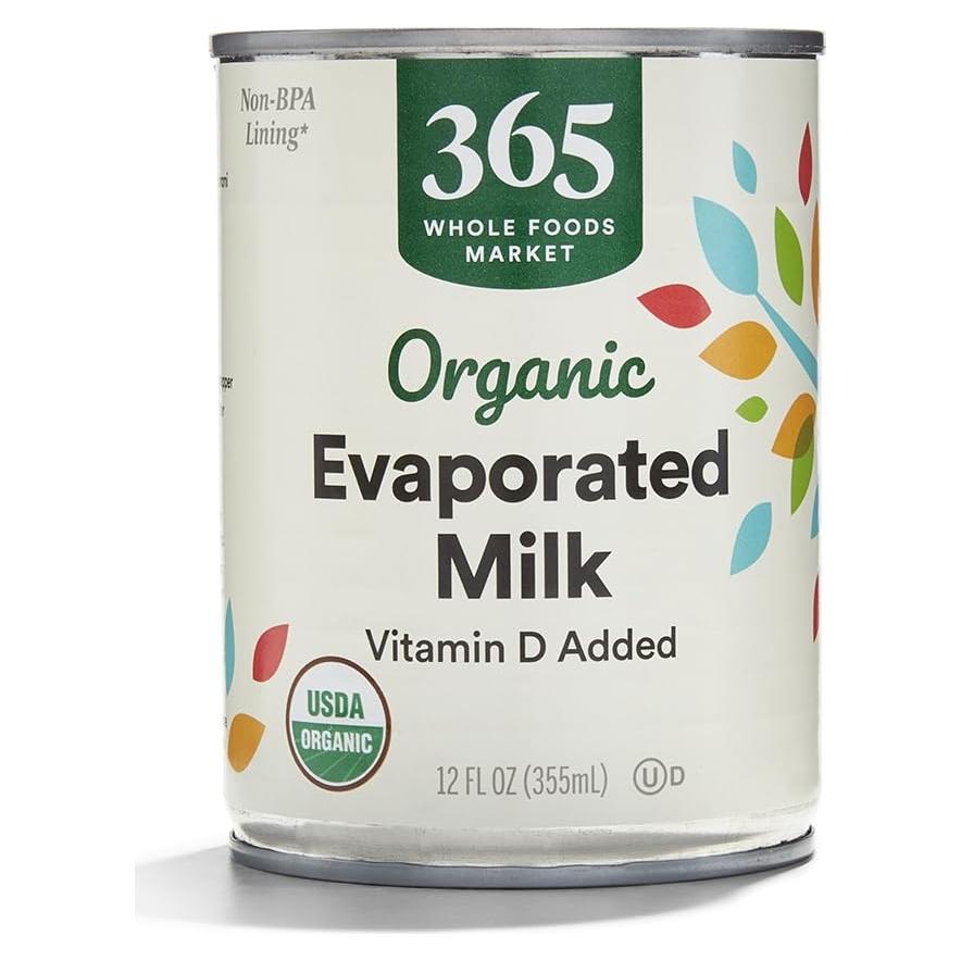 Leche Evaporada Orgánica 365 Whole Foods 340 ml con Vitamina D