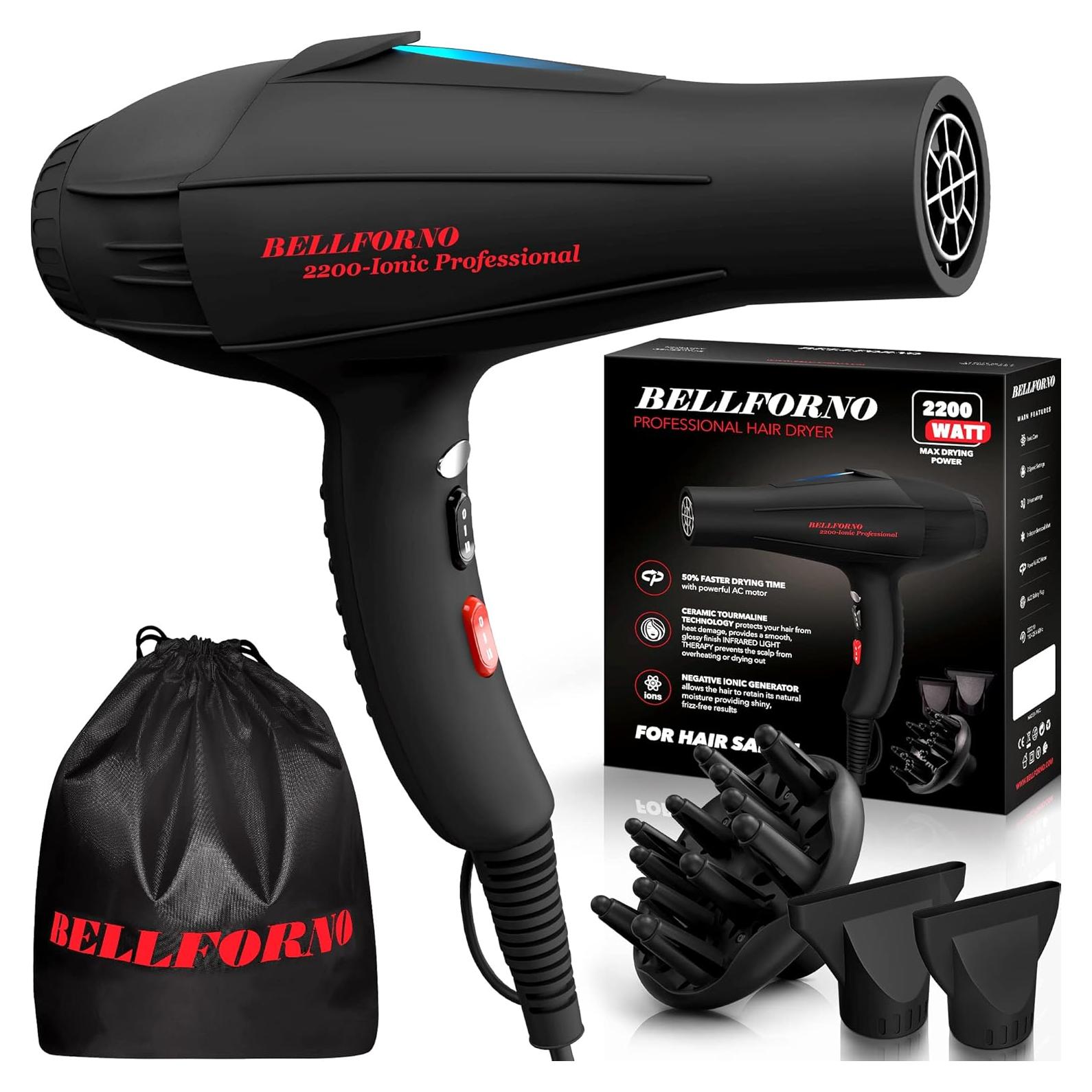 Secador de Pelo Profesional BELLFORNO 2200W Iónico con Difusor