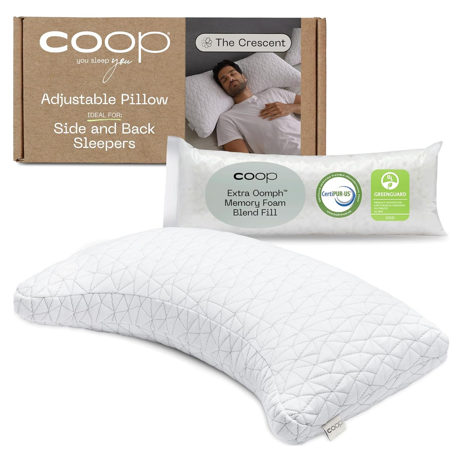 Almohada Ajustable Coop Home Goods Queen Media Luna Firmeza Media