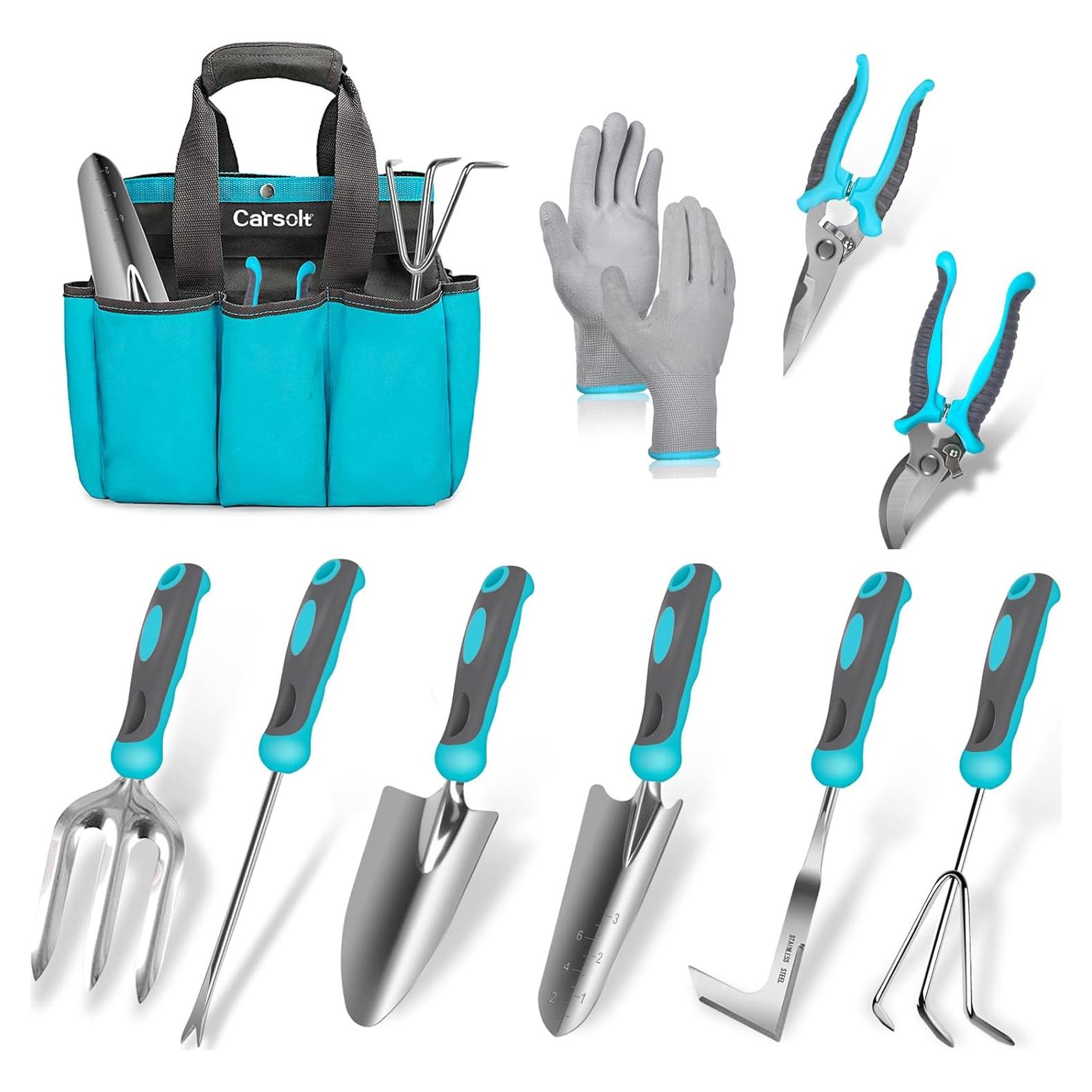 Set de Jardinería Carsolt 10 Piezas Acero Inoxidable Ergonómico