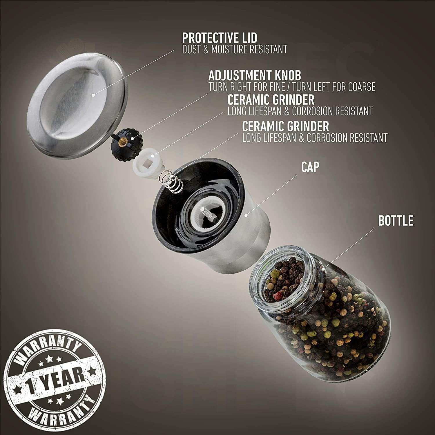 Molinillo de Sal y Pimienta HOME EC de Vidrio y Acero Inoxidable