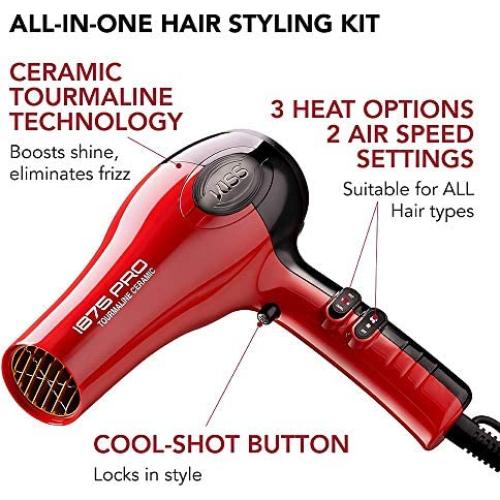 Secador de Pelo KISS Pro Cerámico 1875W con 7 Accesorios