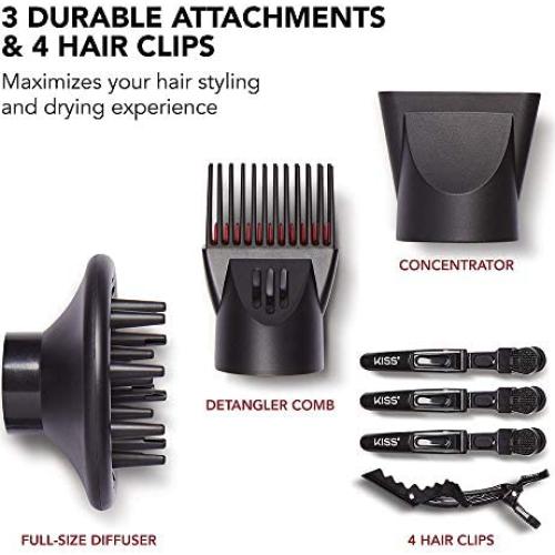Secador de Pelo KISS Pro Cerámico 1875W con 7 Accesorios