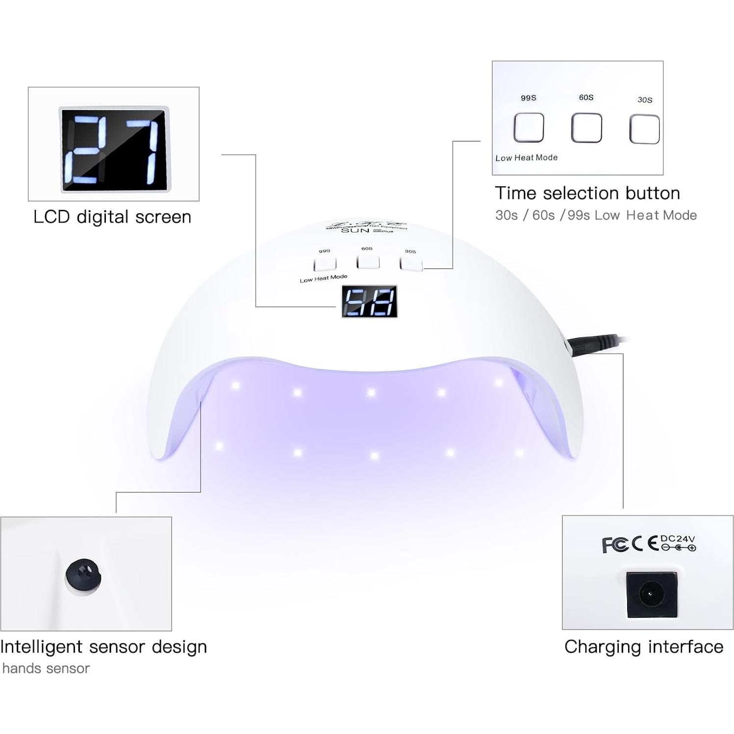 Lámpara de Uñas UV LED LKE 40W con 3 Temporizadores Blanca