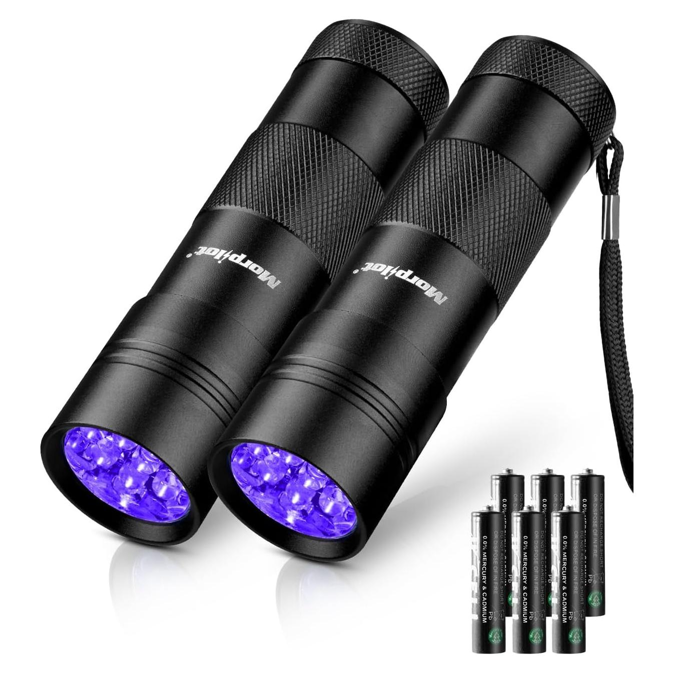 Linterna UV Morpilot 12 LED 395nm 2 Pcs Mini Negra