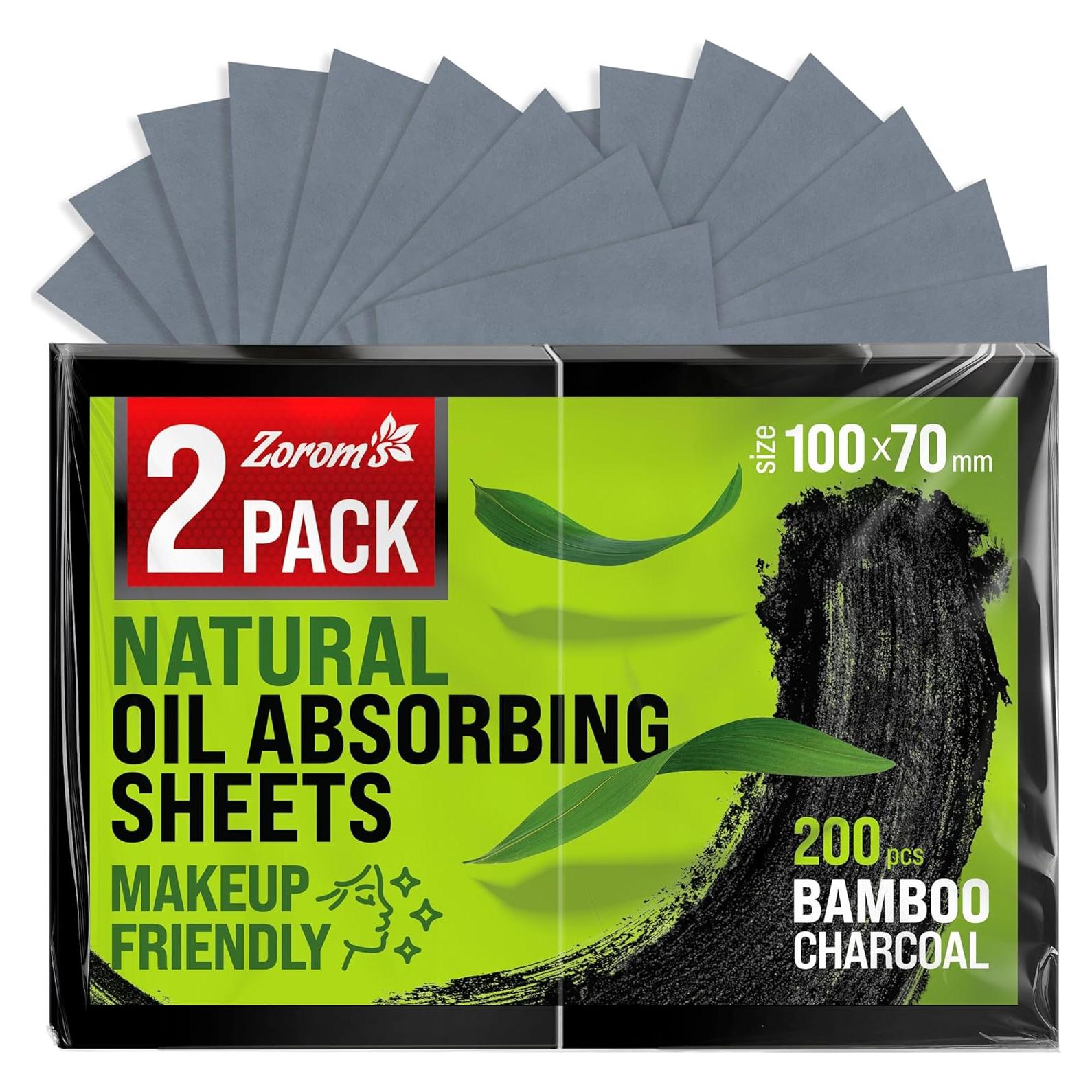 Hojas Absorbentes de Aceite Zorom's - 200 Unidades Carbón de Bambú