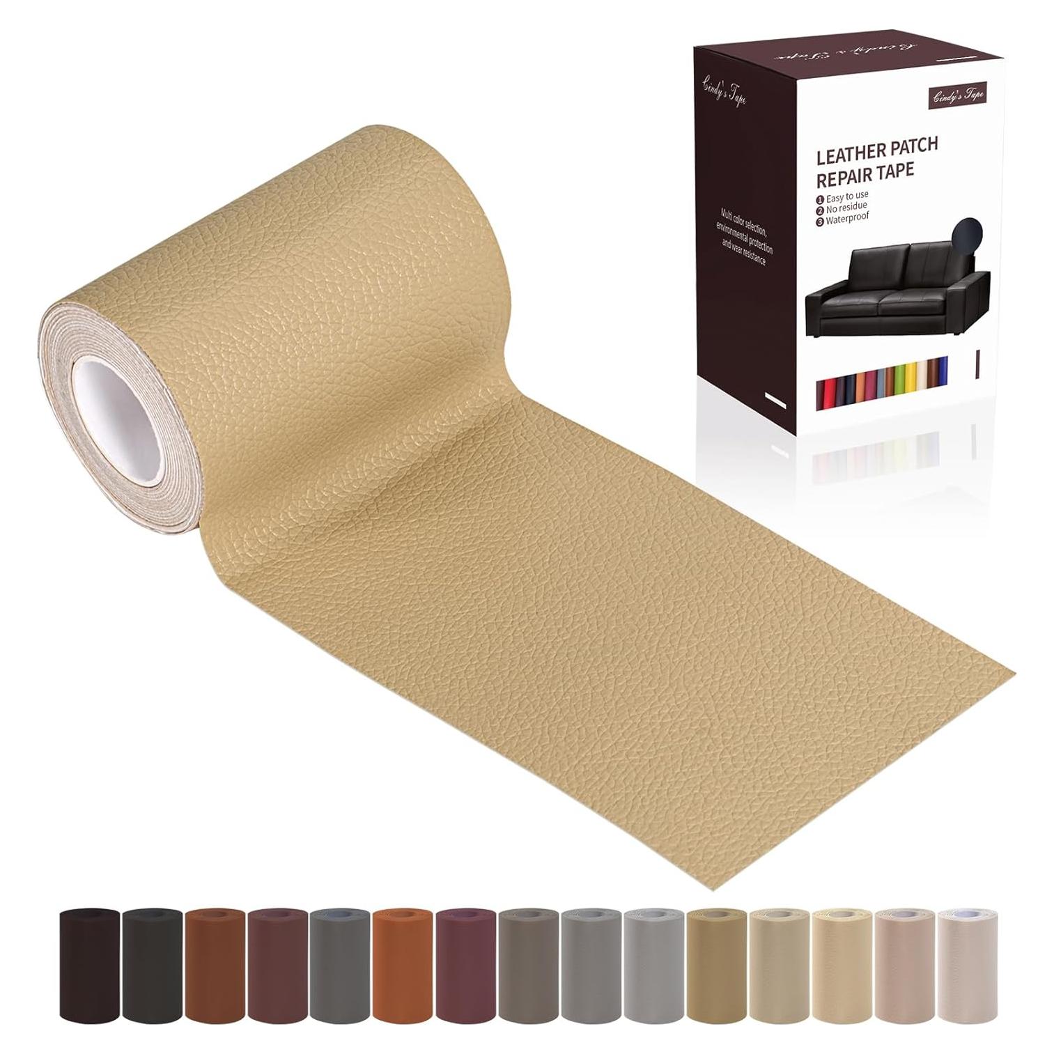 Cinta de Reparación de Cuero Beige 7.6 x 155 cm Autoadhesiva