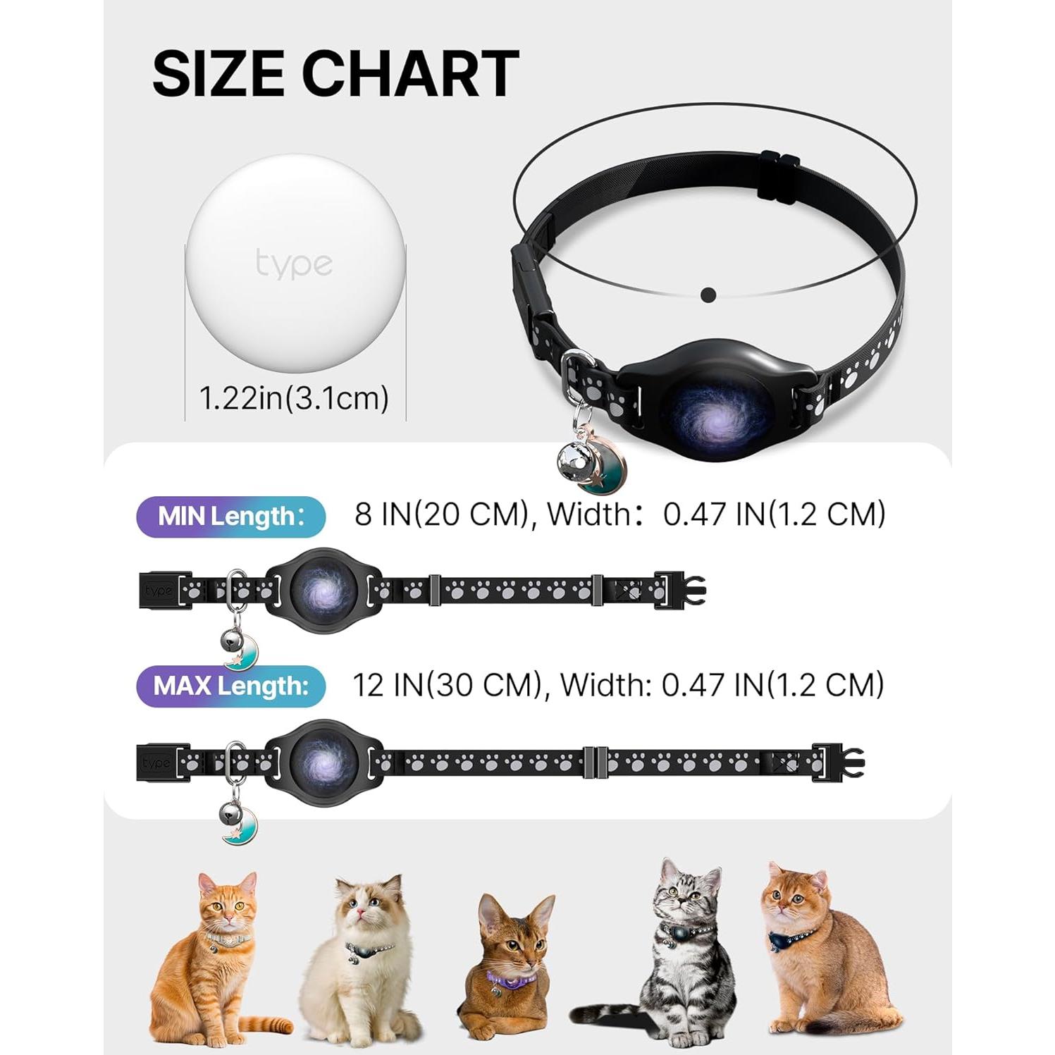 Collar para Gato con Rastreador Airtag Typecase Negro 20-30 cm
