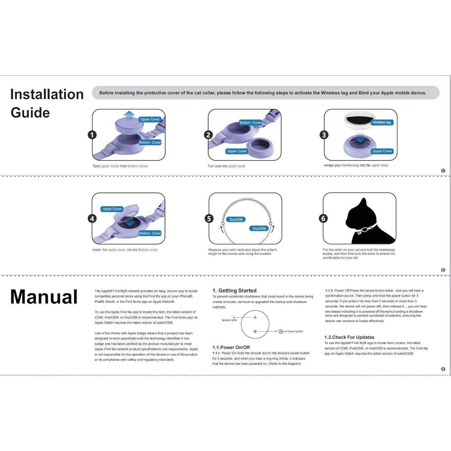 Collar para Gato con Rastreador Airtag Typecase Negro 20-30 cm