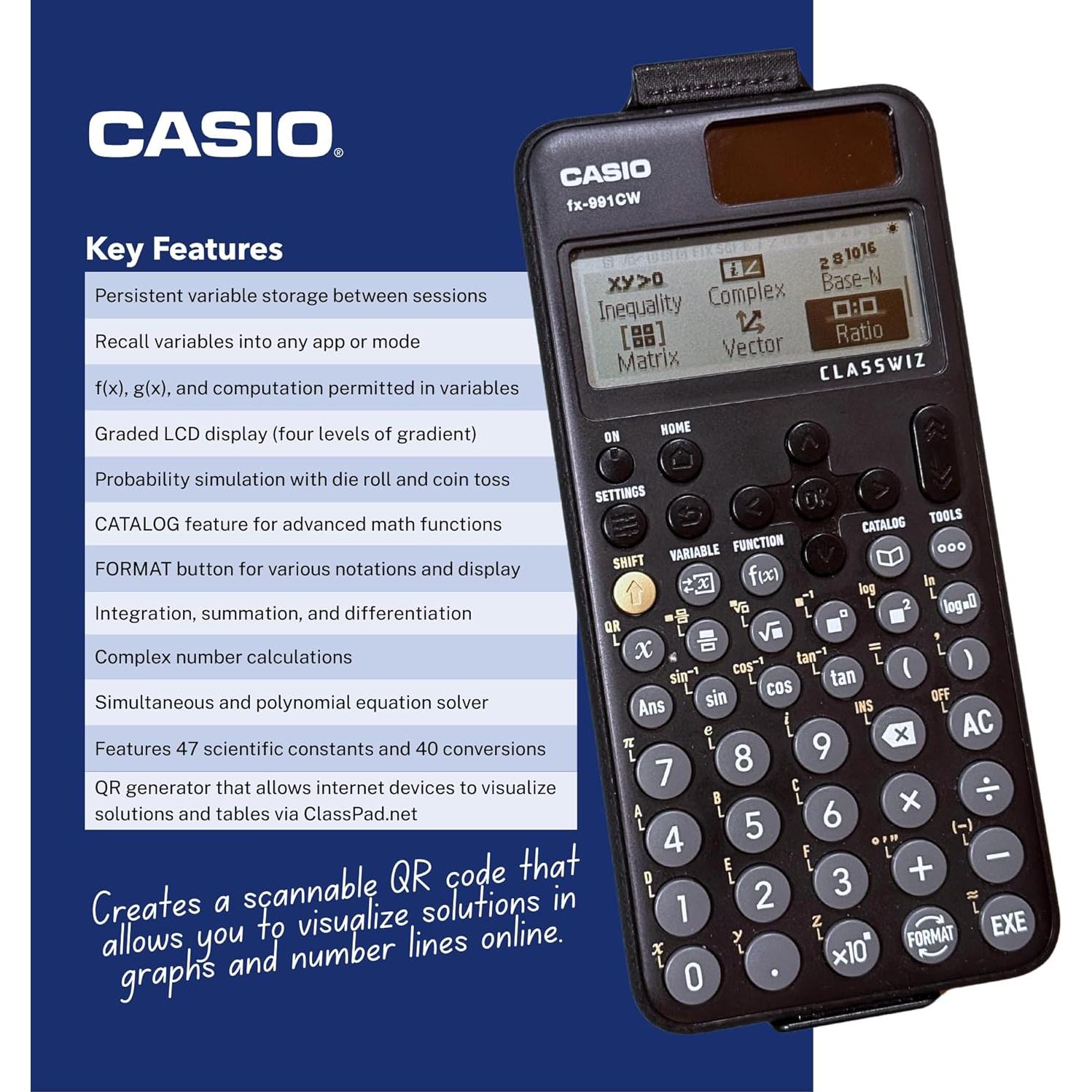 Calculadora Científica Casio fx-991CW con Pantalla Natural y 540 Funciones