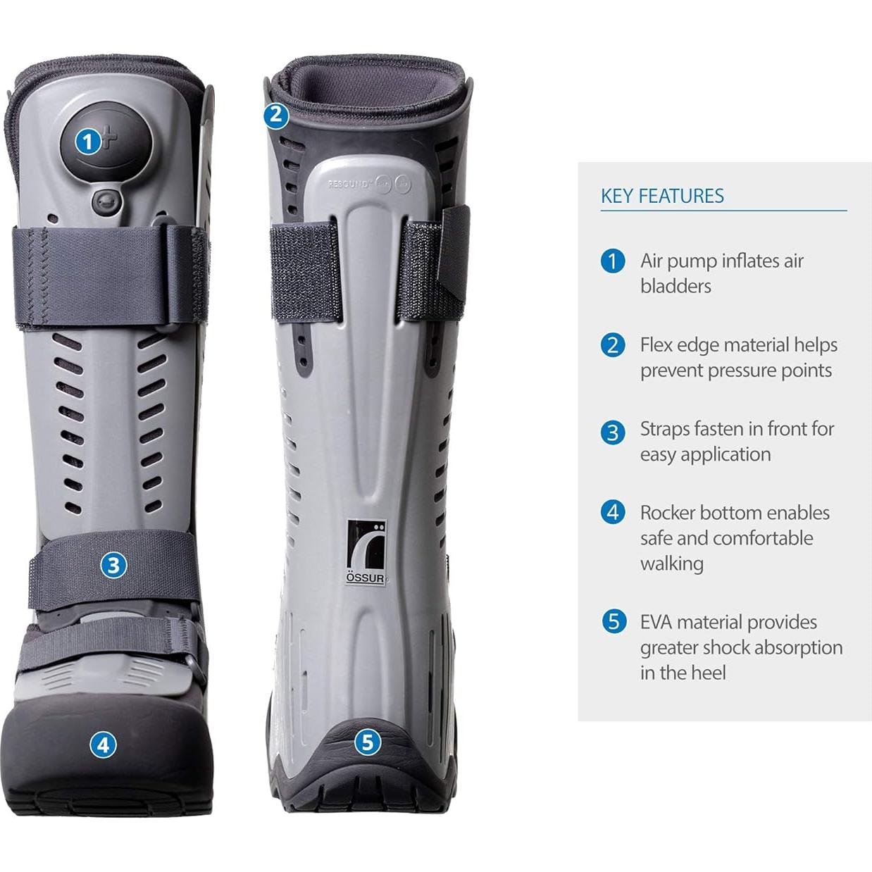 Bota Ortopédica Ossur Rebound Air Walker Alta S con Bomba de Aire