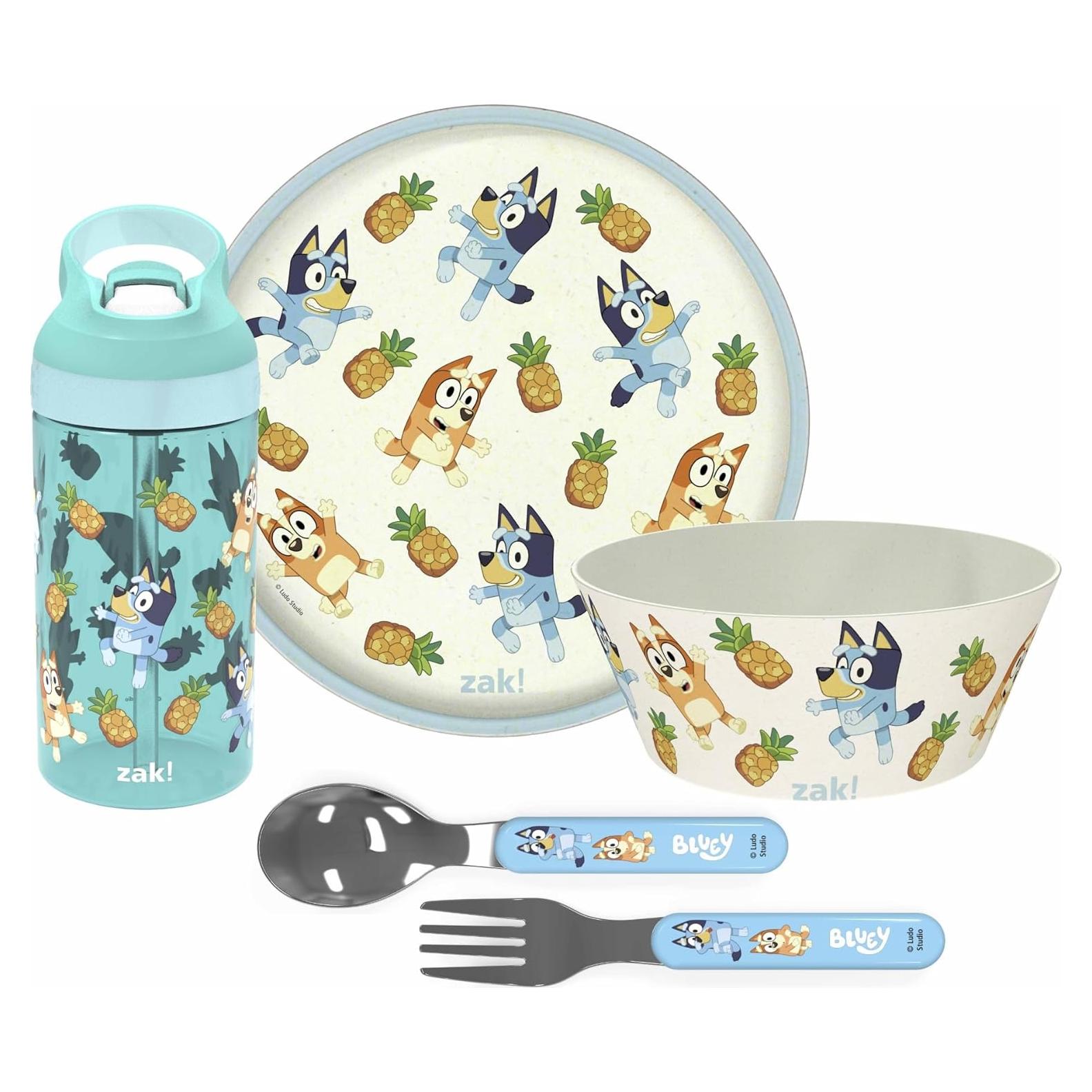 Juego de Vajilla Infantil 5 Piezas Zak Designs Bluey - Plástico y Acero Inoxidable